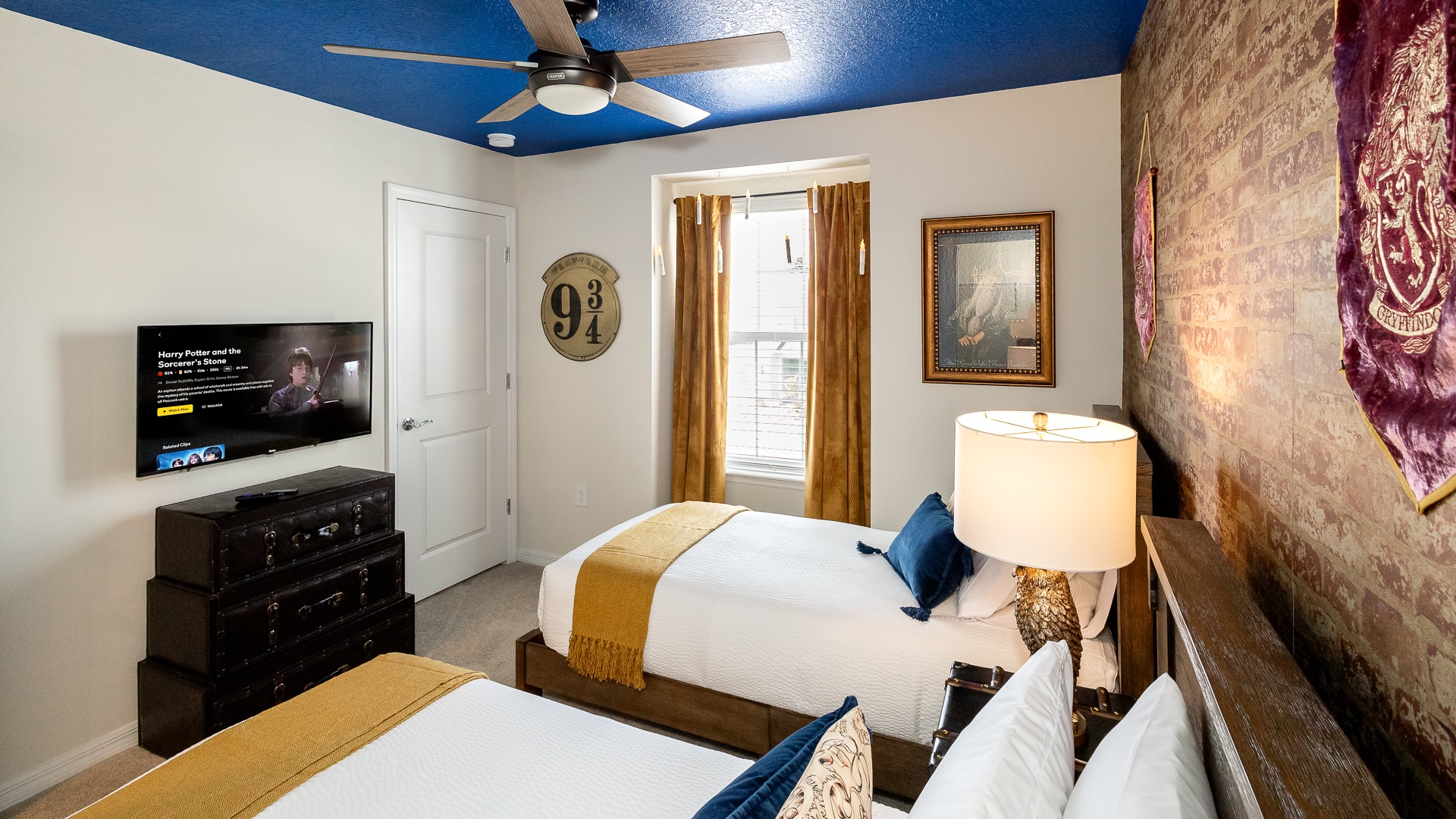 All houses are welcome in Bedroom 2, offering a pair of twin beds & Smart TV