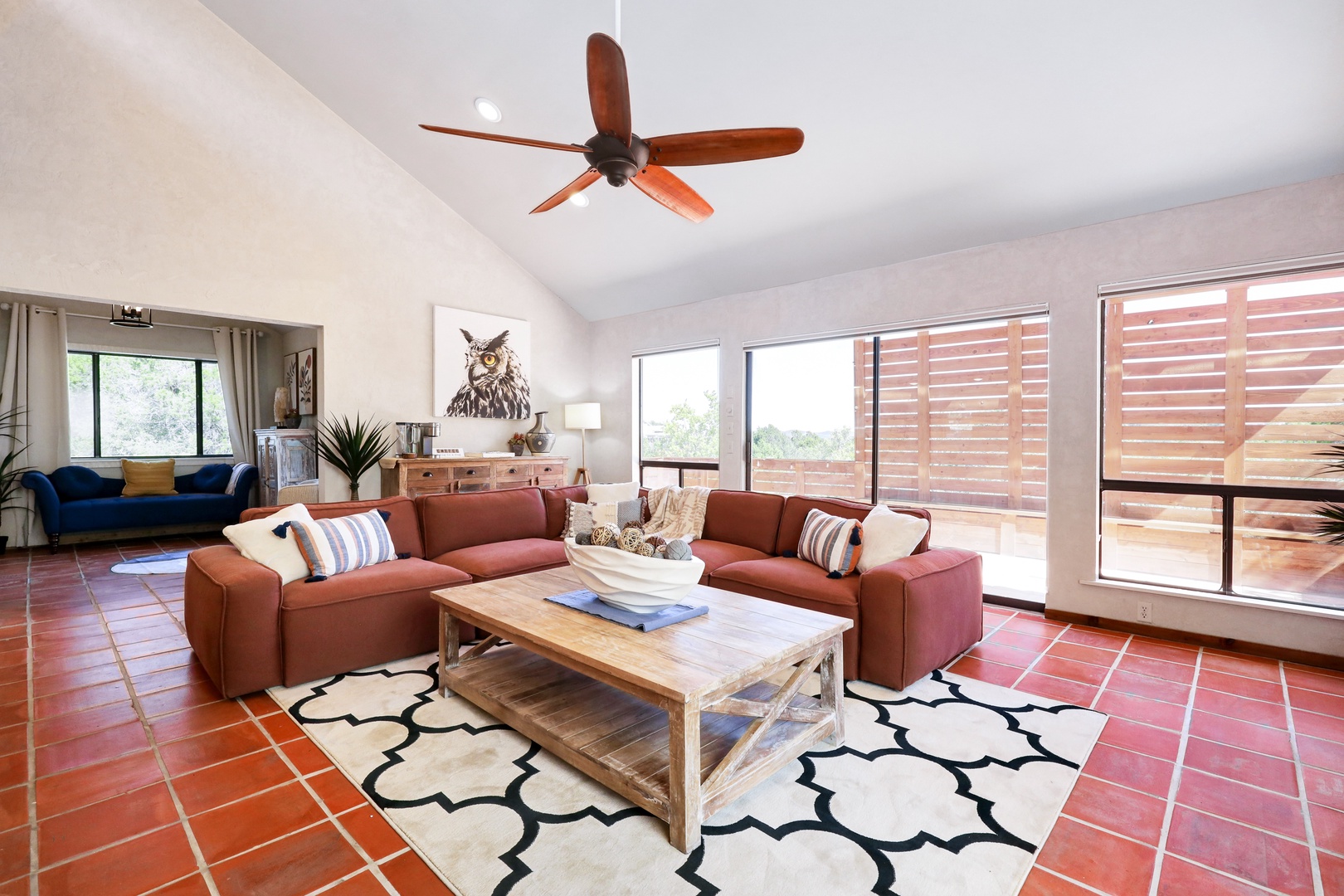 Unwind with a book in the spacious hacienda living room