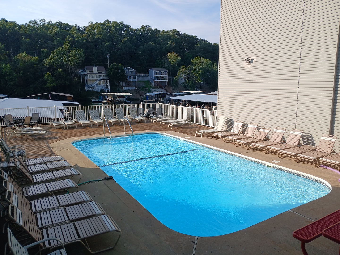 Lounge the day away at the pool with views of the lake!