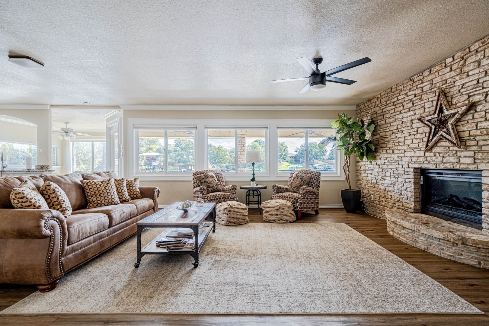 Living room features natural lighting throughout