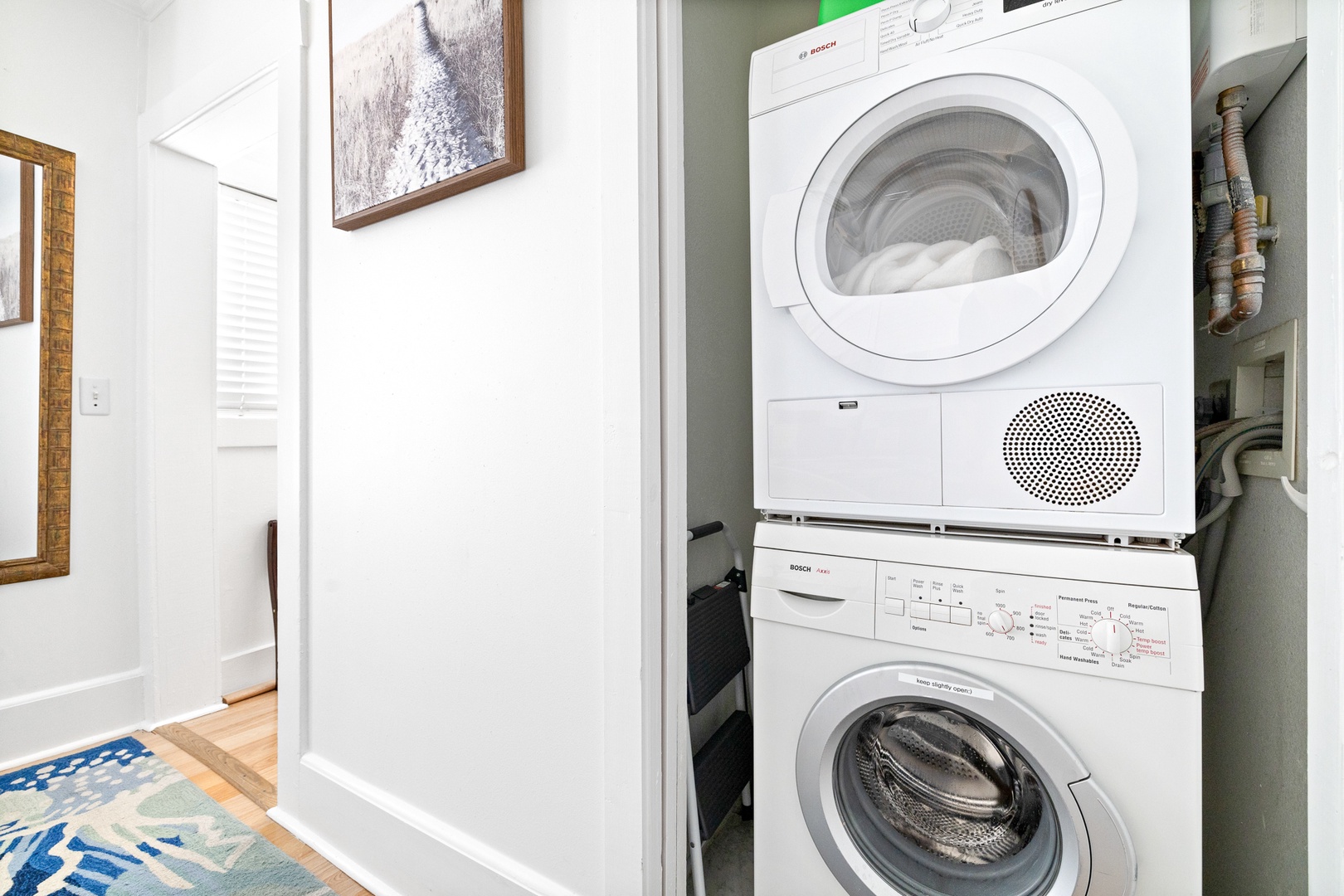 Private laundry is available for your stay, tucked away in the master bedroom