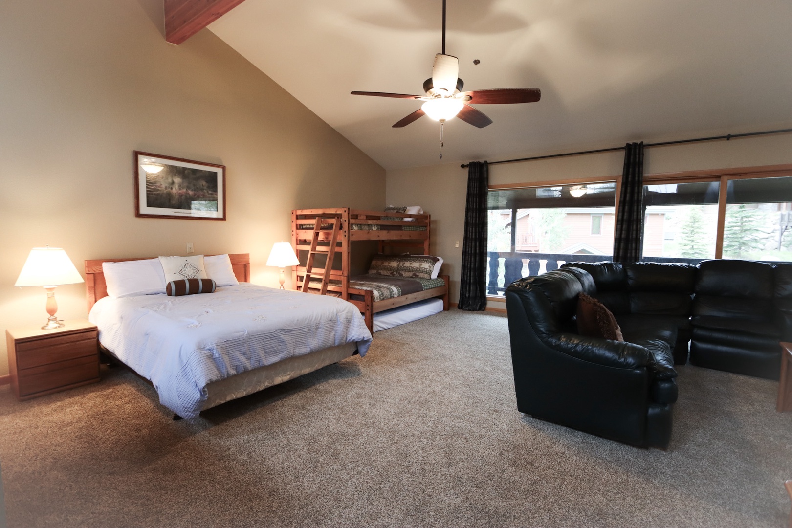 Find an additional queen bed & twin-over-full bunkbed in the spacious loft