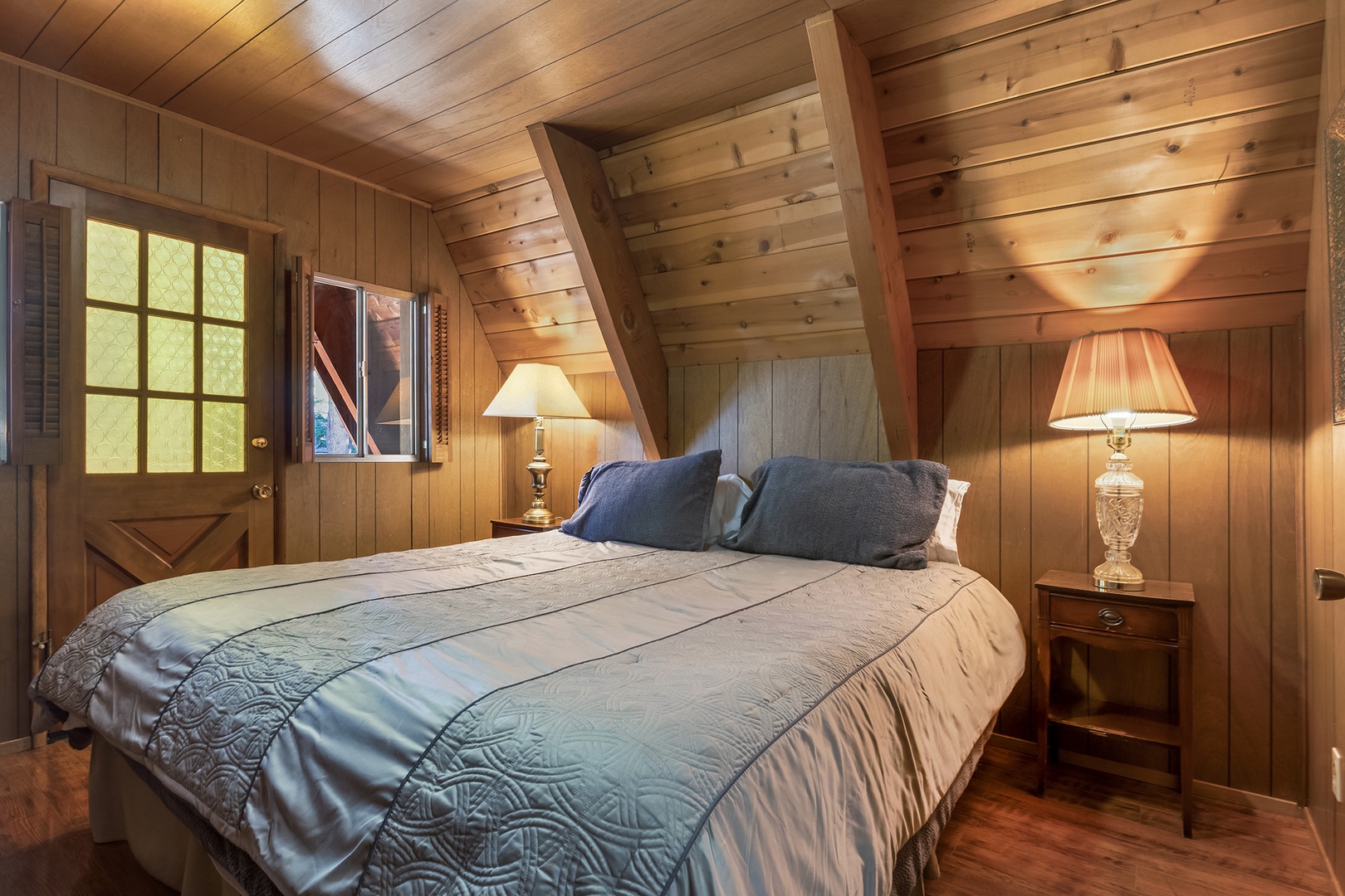 Retreat to the king bedroom when you’re ready for a snooze