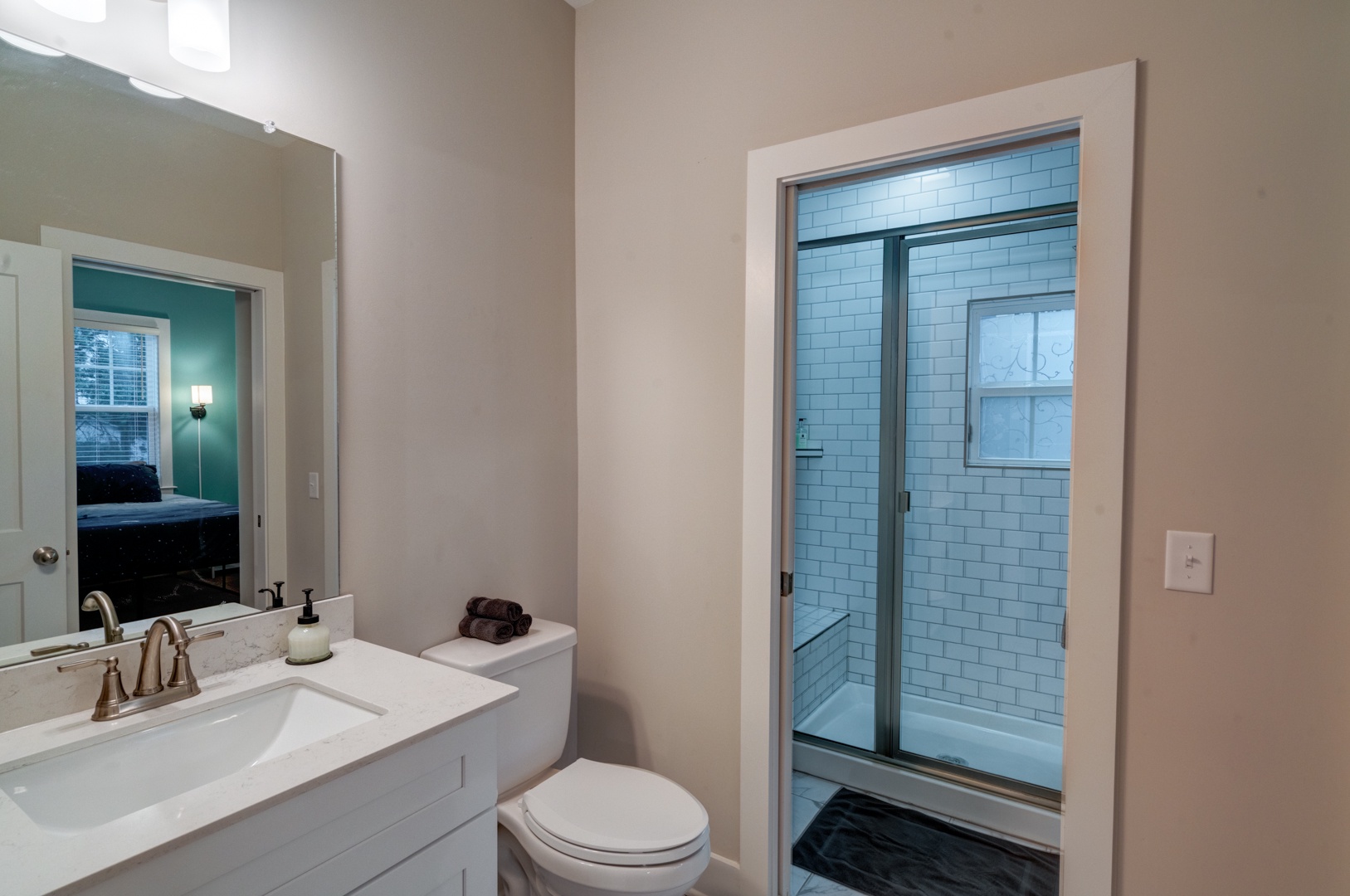 The 2nd floor king ensuite includes a single vanity & glass shower