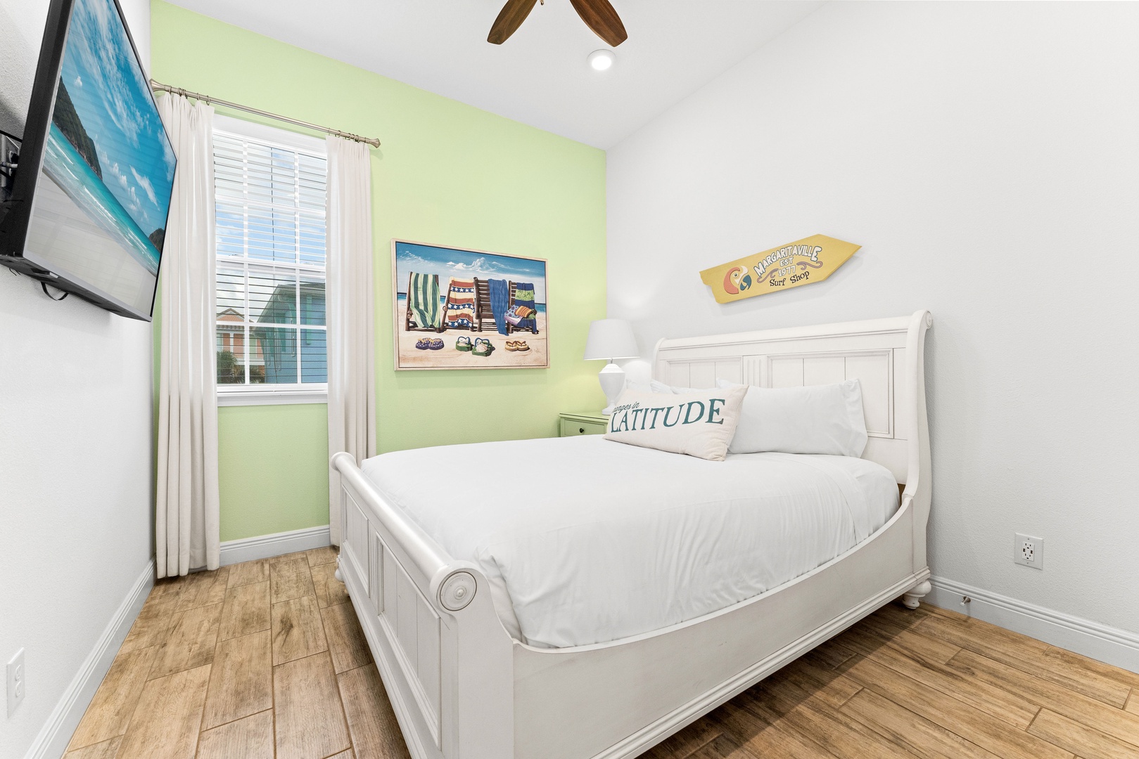 Enjoy a restful stay in this cozy bedroom, complete with a queen bed and a smart TV