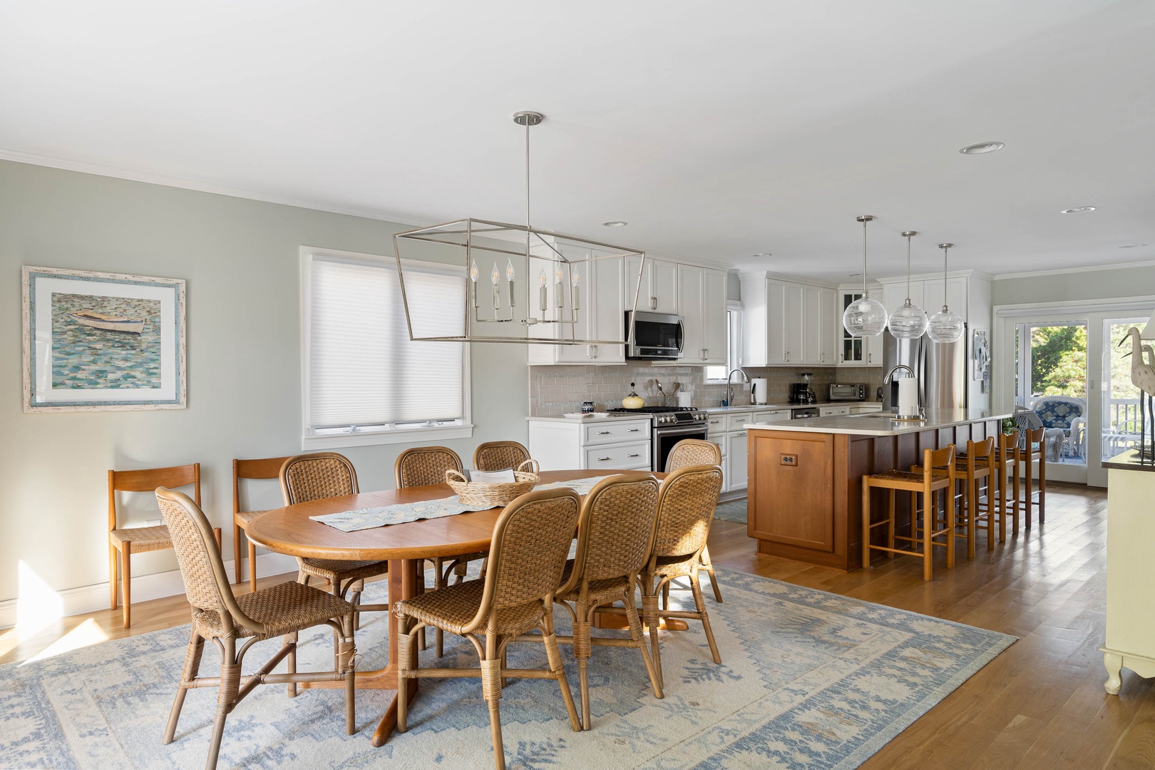 Enjoy an open Kitchen with counter seating for 4 along with the Dining Area offering seating for 8
