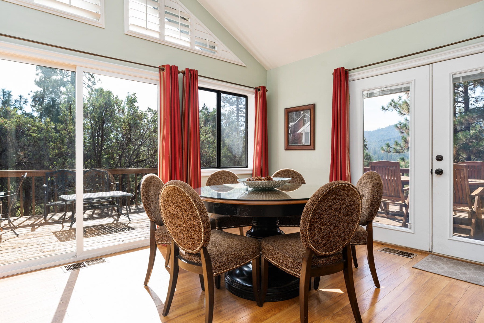 Enjoy the forest views around dining table with seating 6
