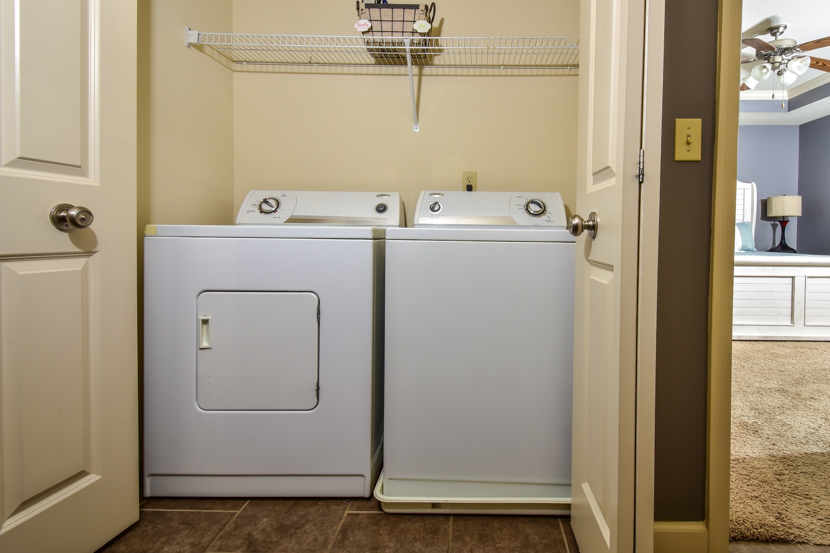 Private laundry is available for your stay, tucked away near the bedrooms