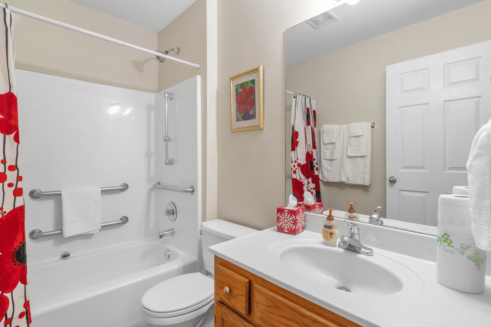 The second full bathroom includes a single vanity & shower/tub combo