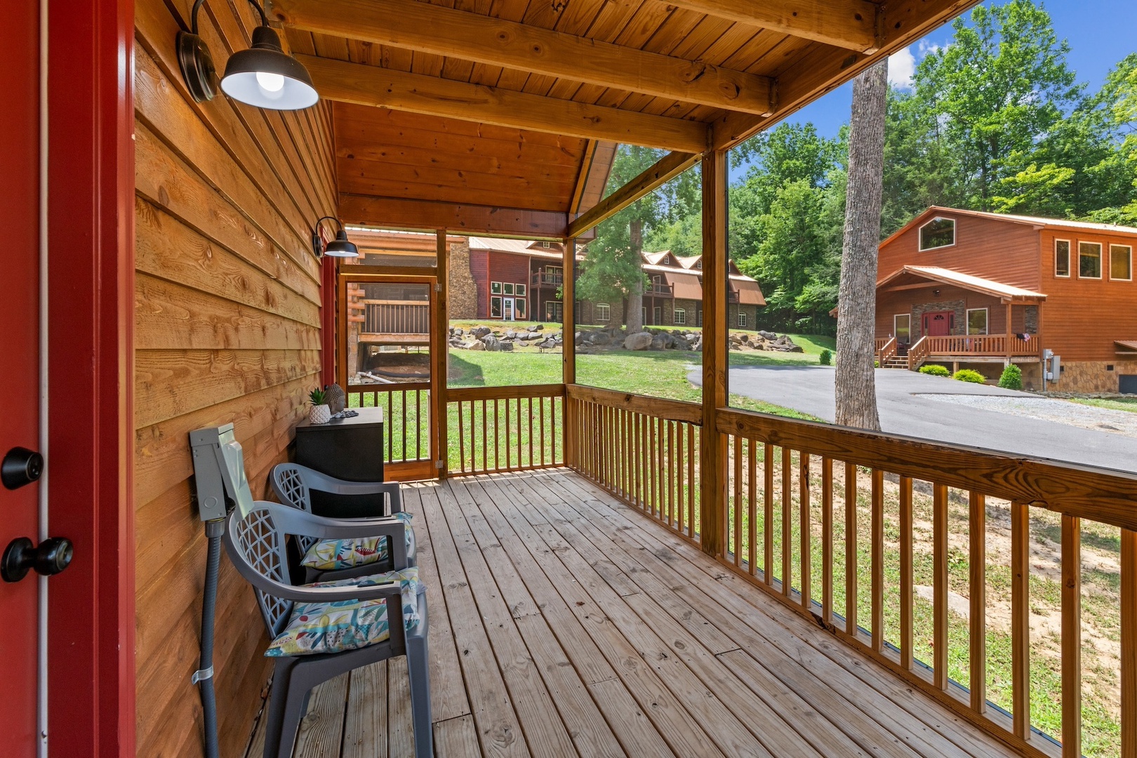 Lounge the day away in the fresh air on the screened deck