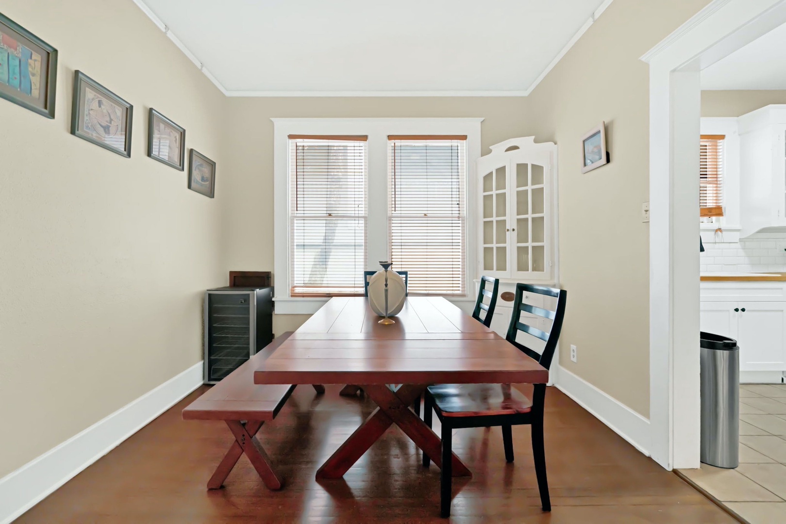 Enjoy meals together at the dining table, with seating for 6