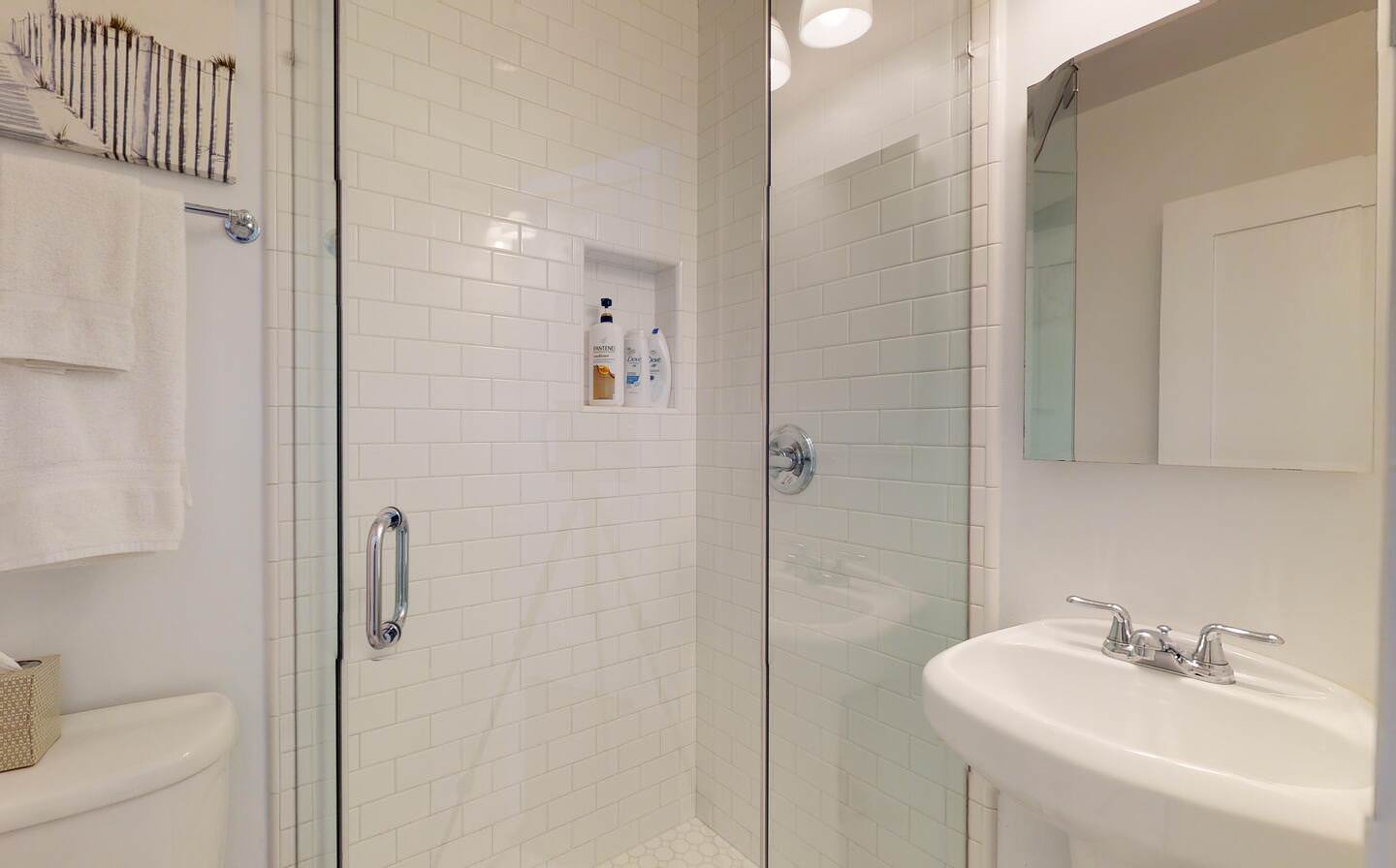 Shared bathroom with stand up shower