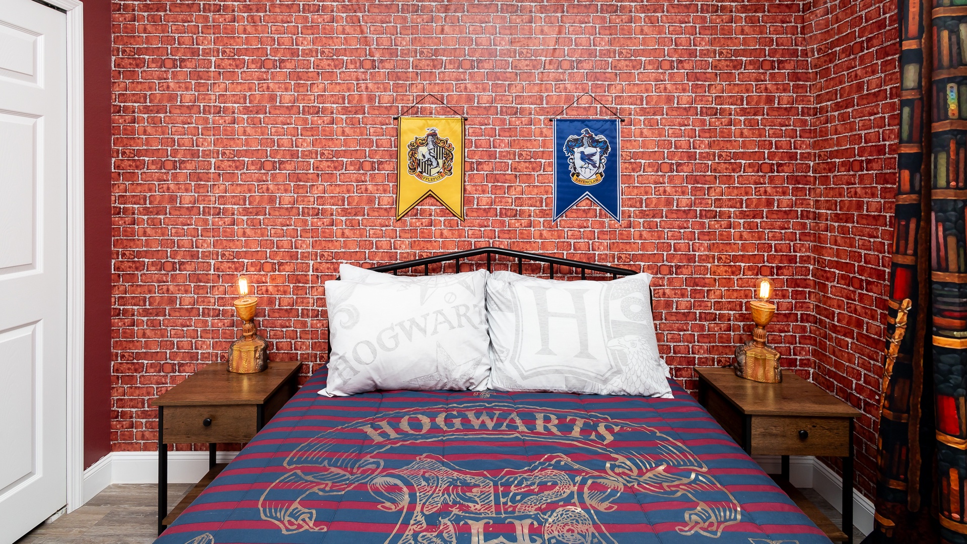 Enchanting Harry Potter bedroom with a double bed and smart TV for magical nights