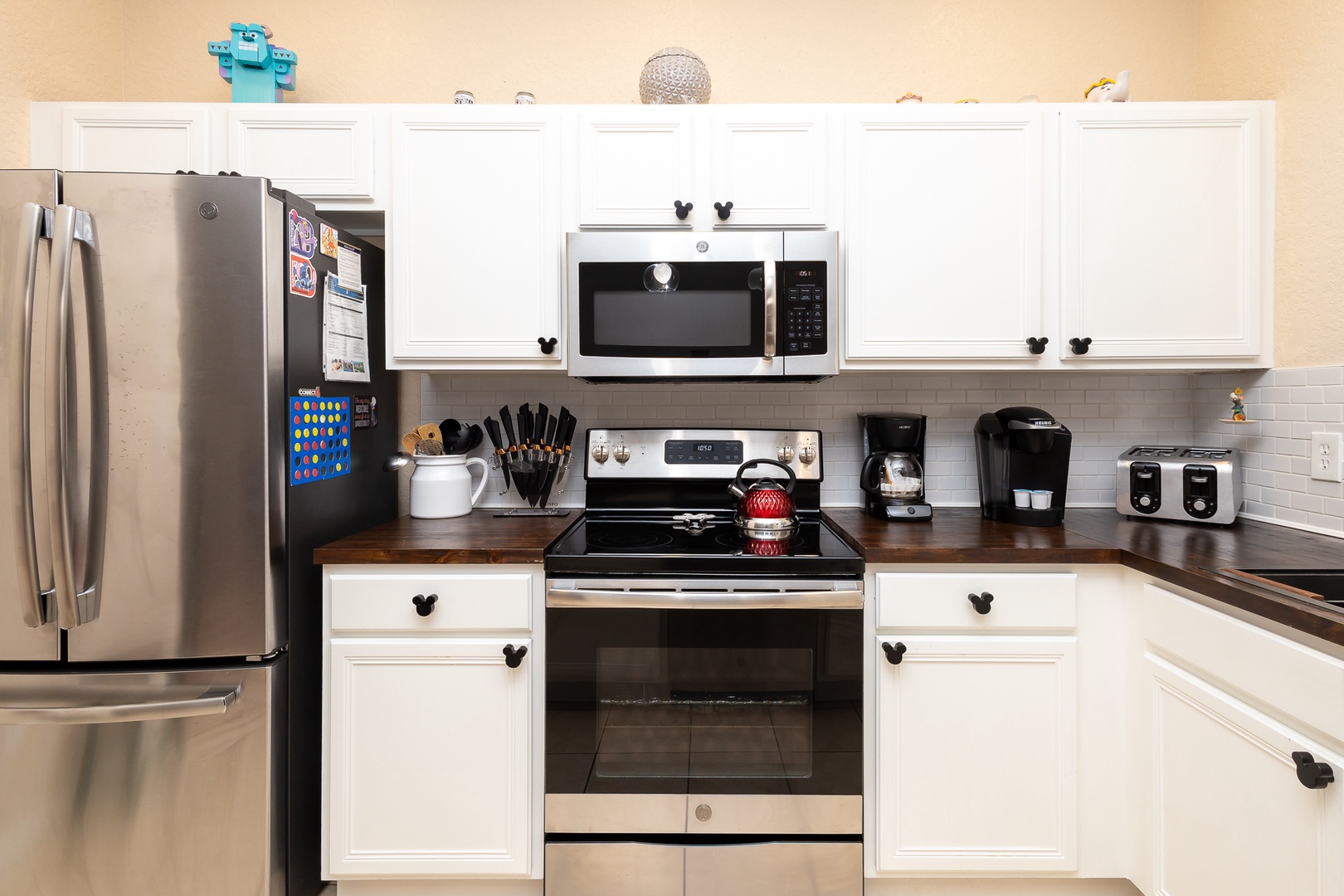 The kitchen offers ample space & all the comforts of home