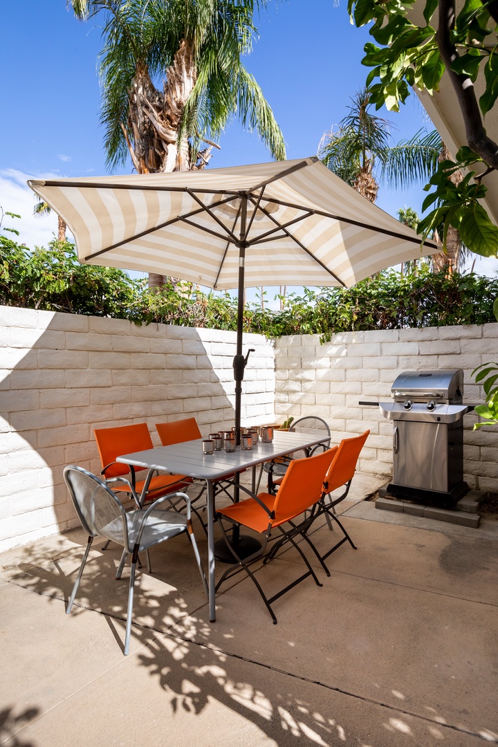 Enjoy a meal out back with the BBQ grill
