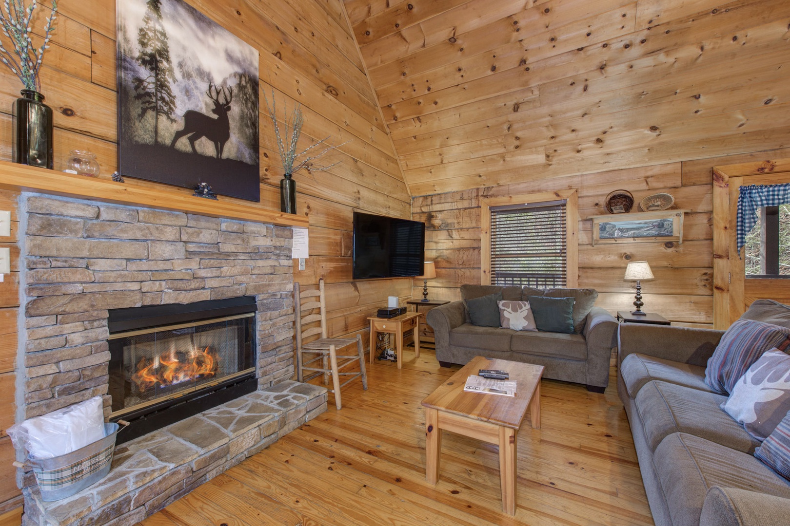 Curl up by the cozy seasonal fireplace & enjoy a movie night at home