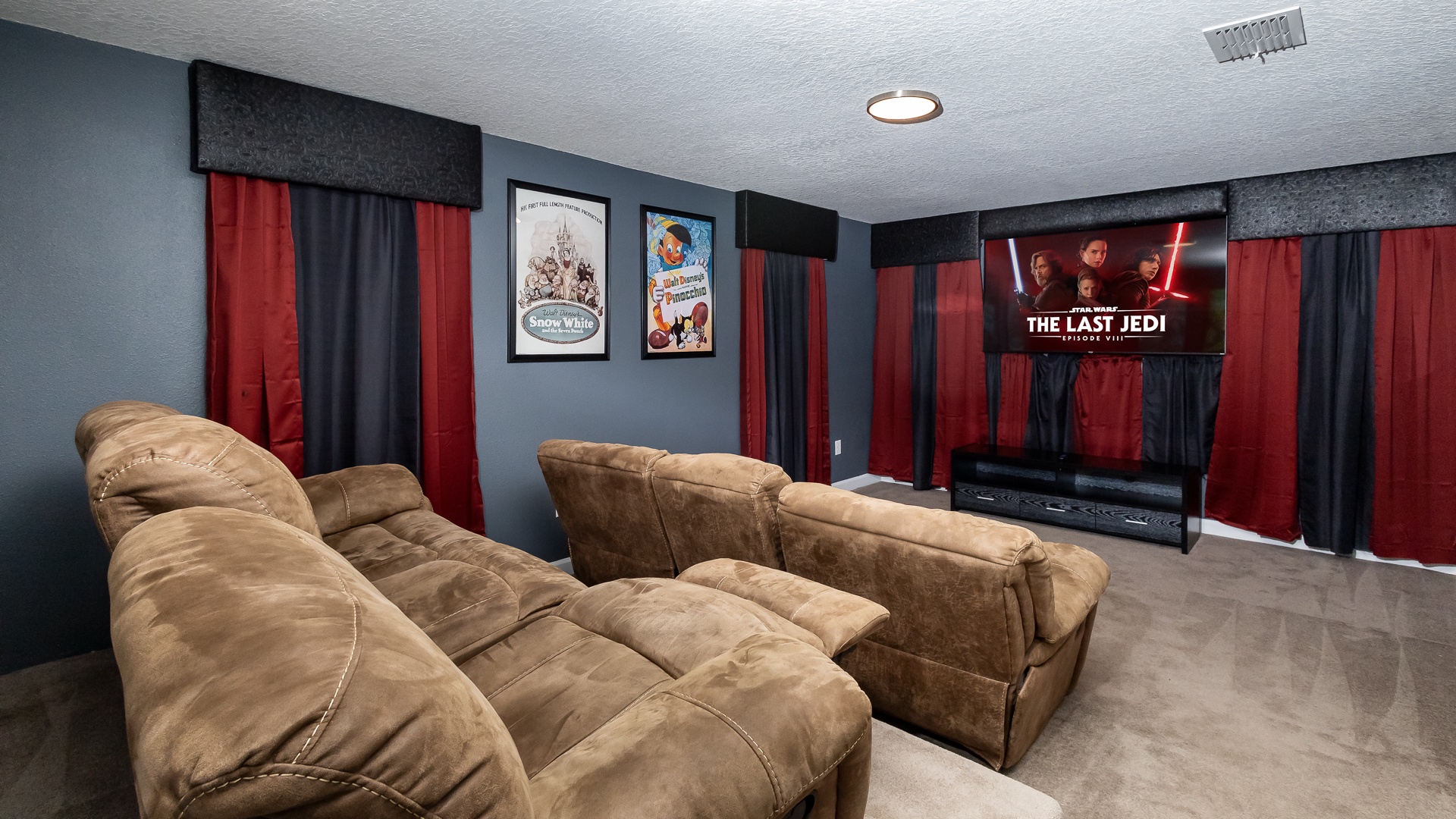 Enjoy cinematic luxury with your own private movie theater room