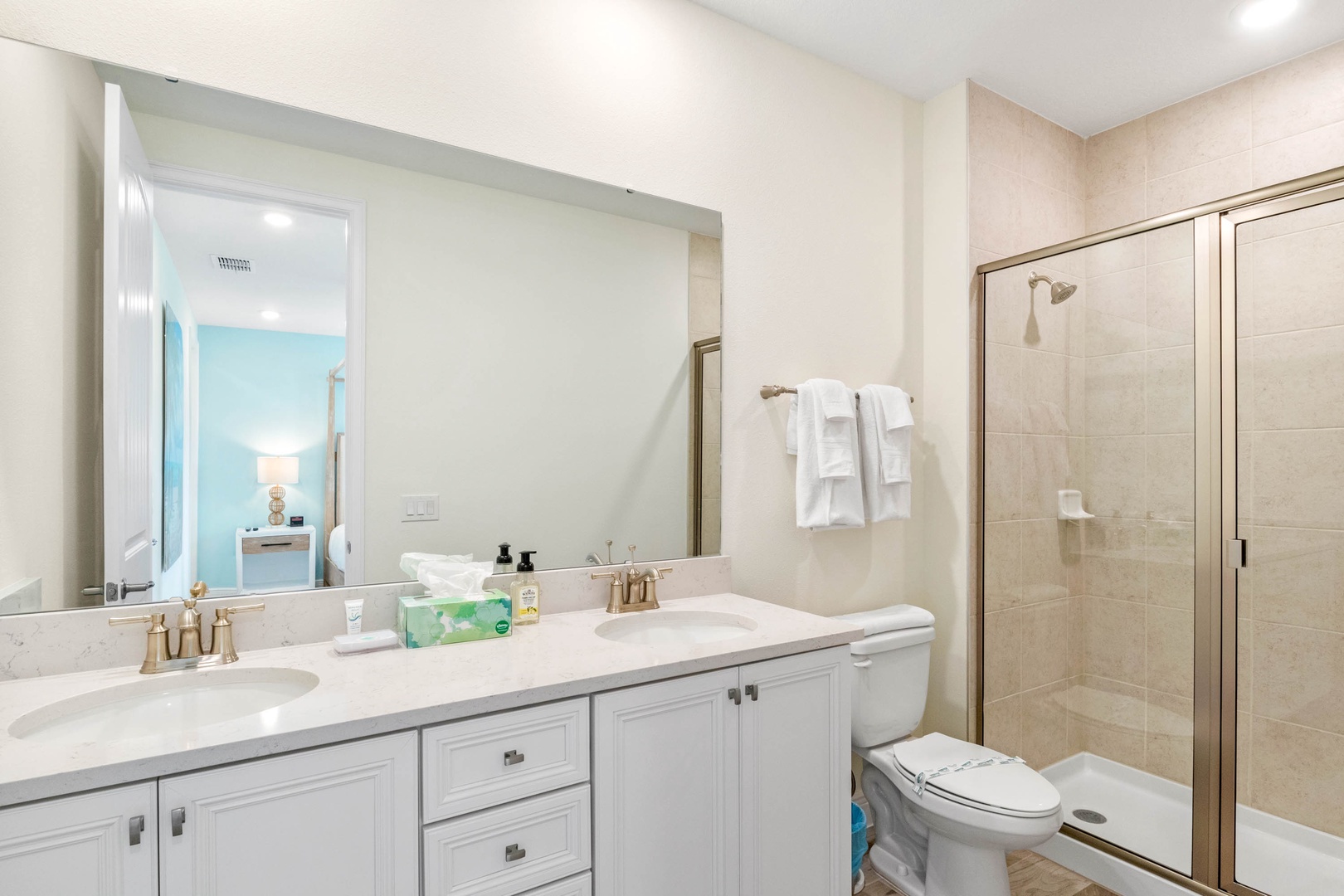 The Master En Suite boasts a Double Vanity and Shower