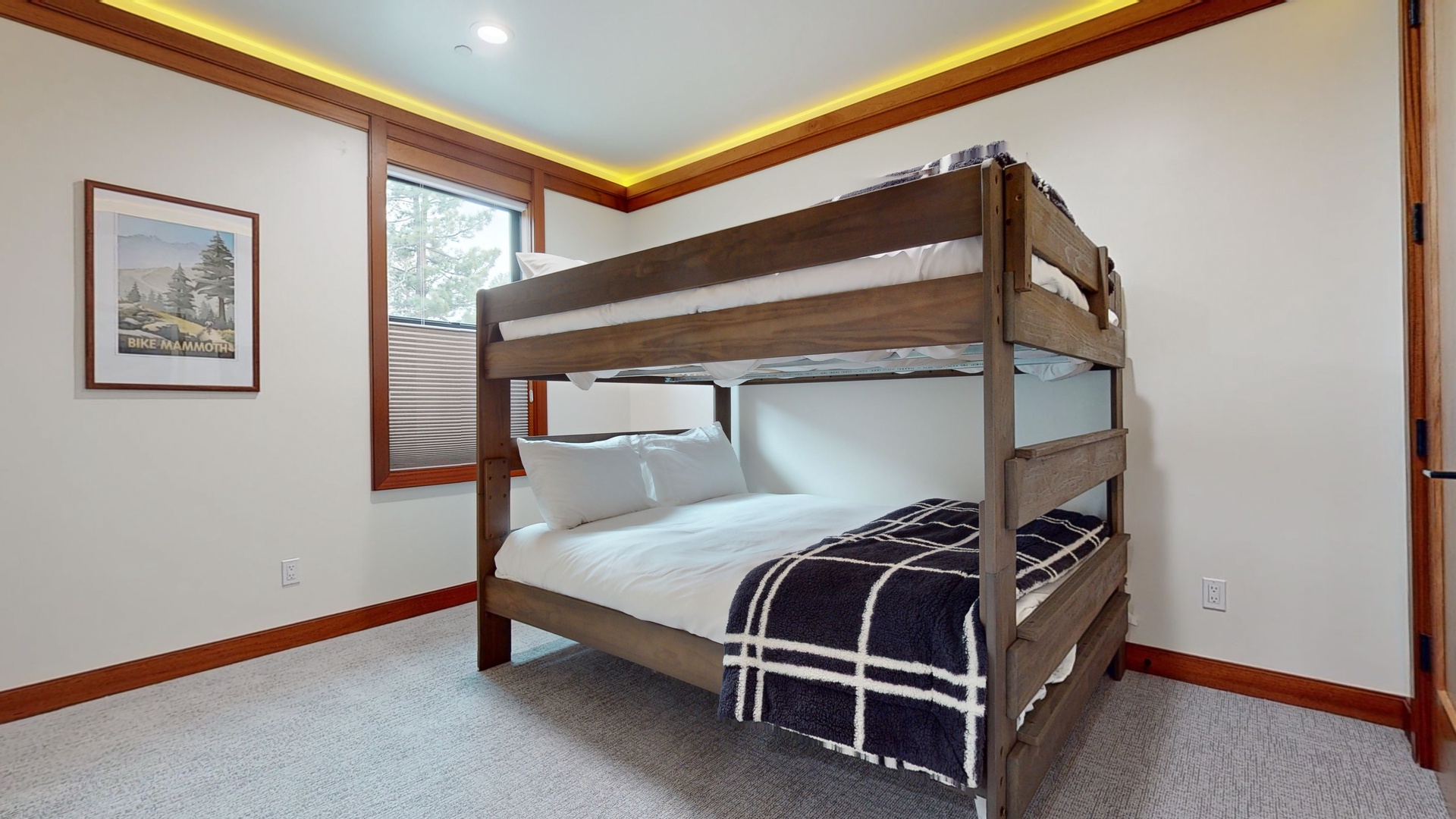 Bedroom 2 with Queen/Queen bunk bed, and Smart TV