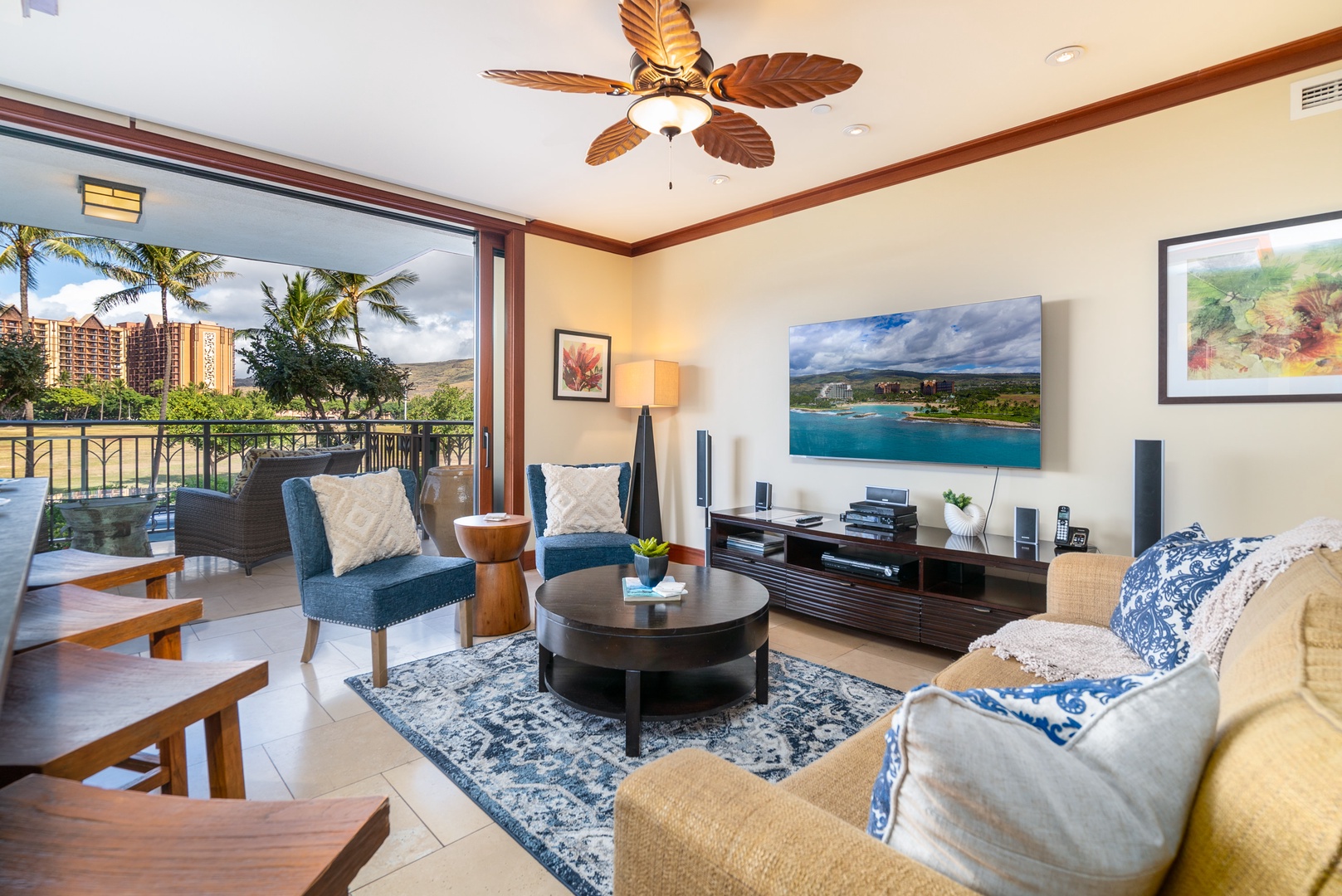 Spacious living area with a private lanai for incredible indoor-outdoor living