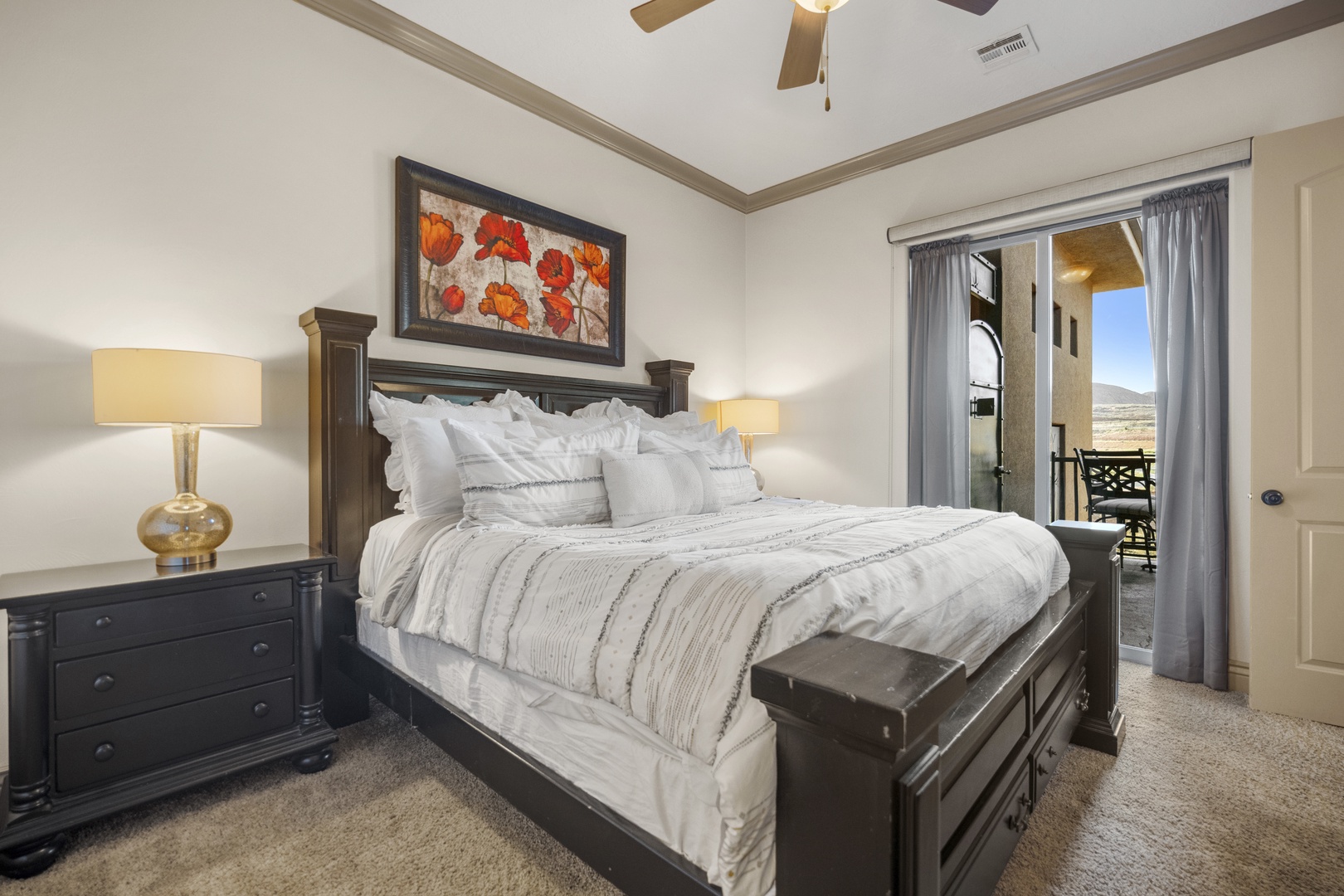 The regal king suite boasts a private ensuite, smart TV, & balcony access