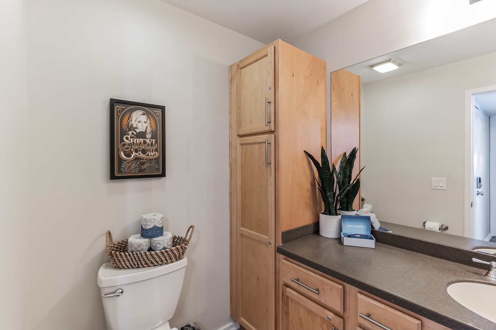 A convenient half bath is available, offering plenty of storage