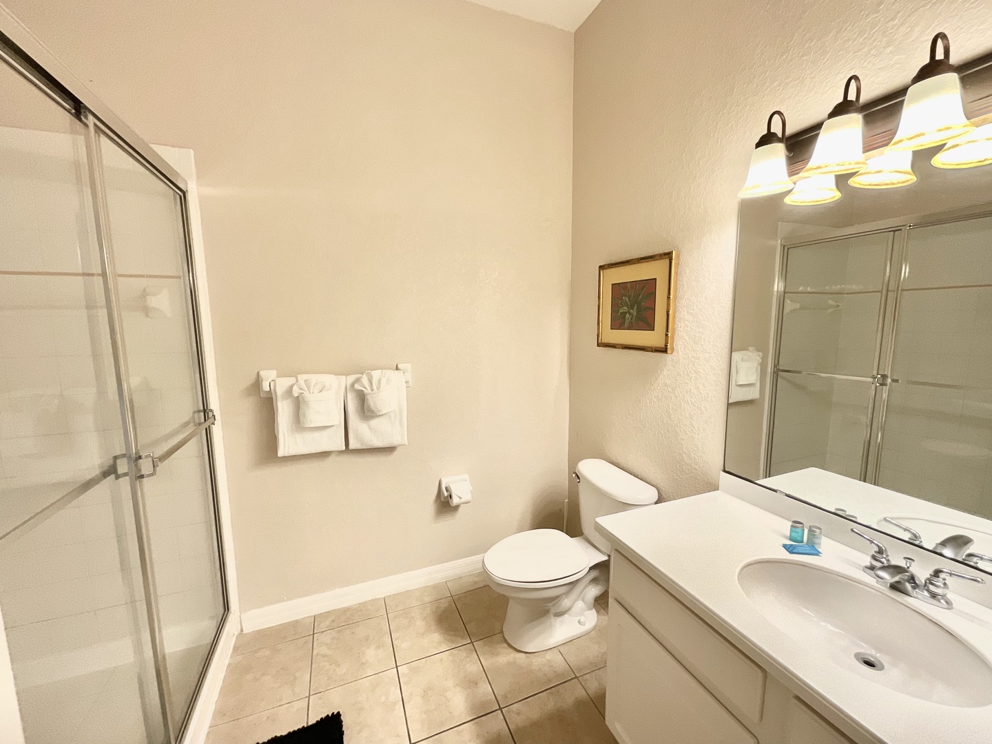 Shared bathroom with stand-up shower