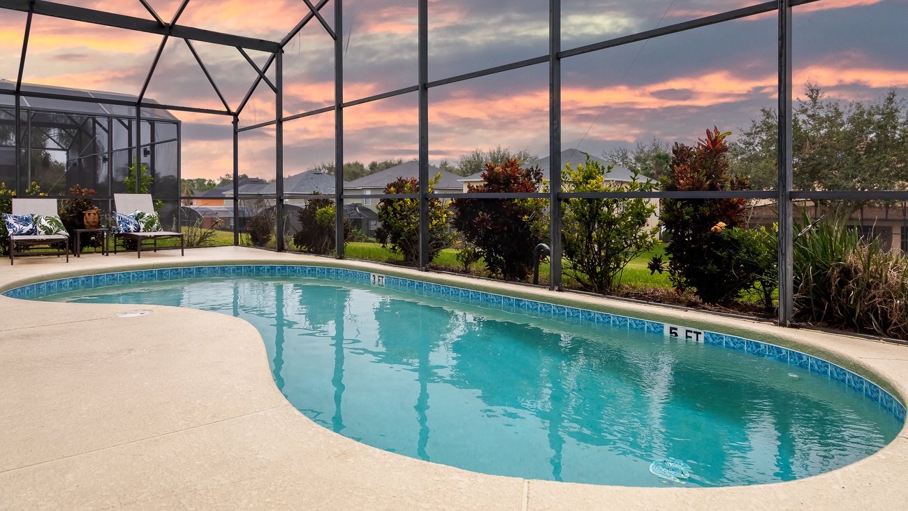 Private screened in pool for year-round family fun!