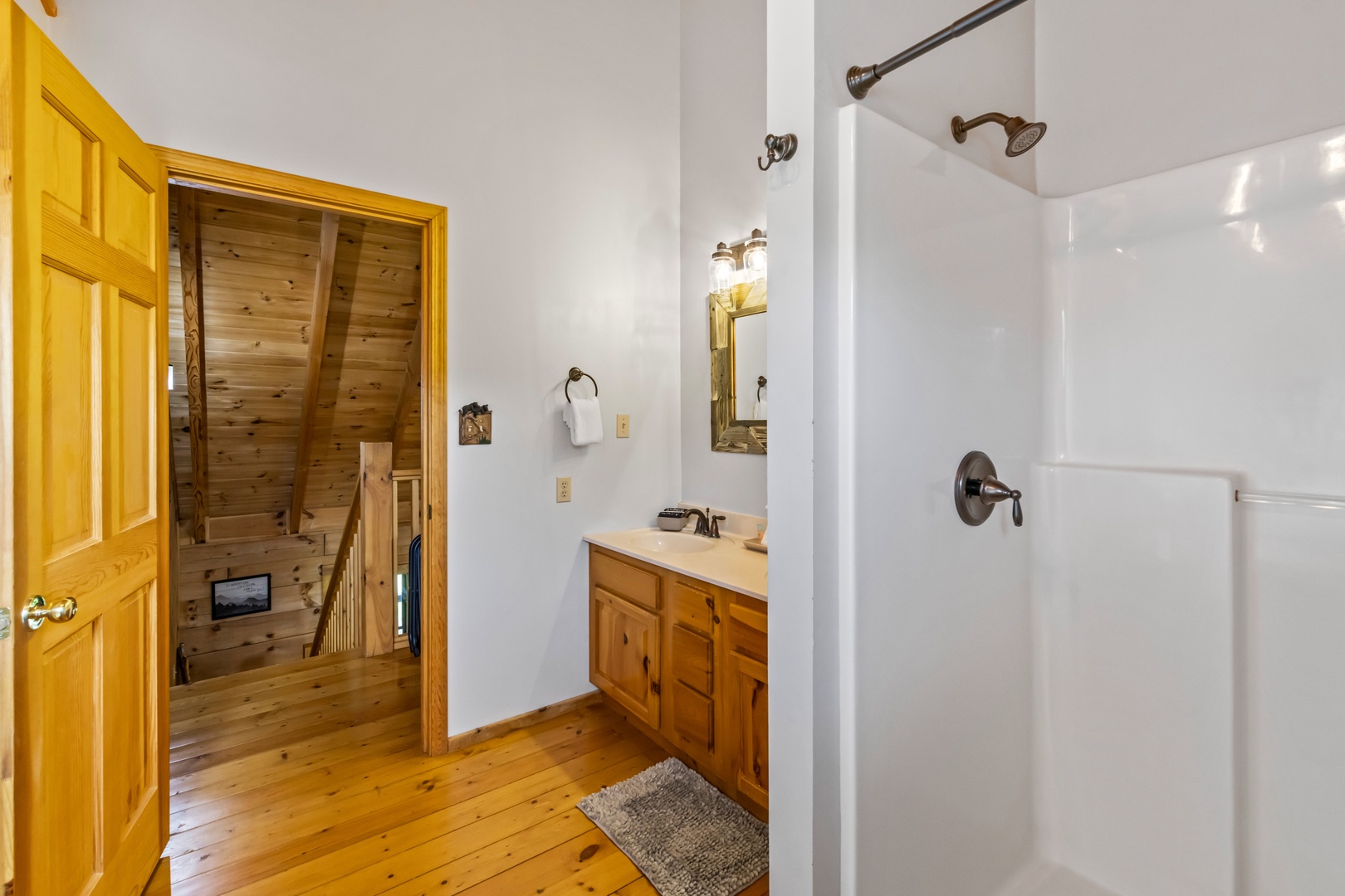 A double vanity, shower, & Jacuzzi tub await in the 2nd-floor full bath