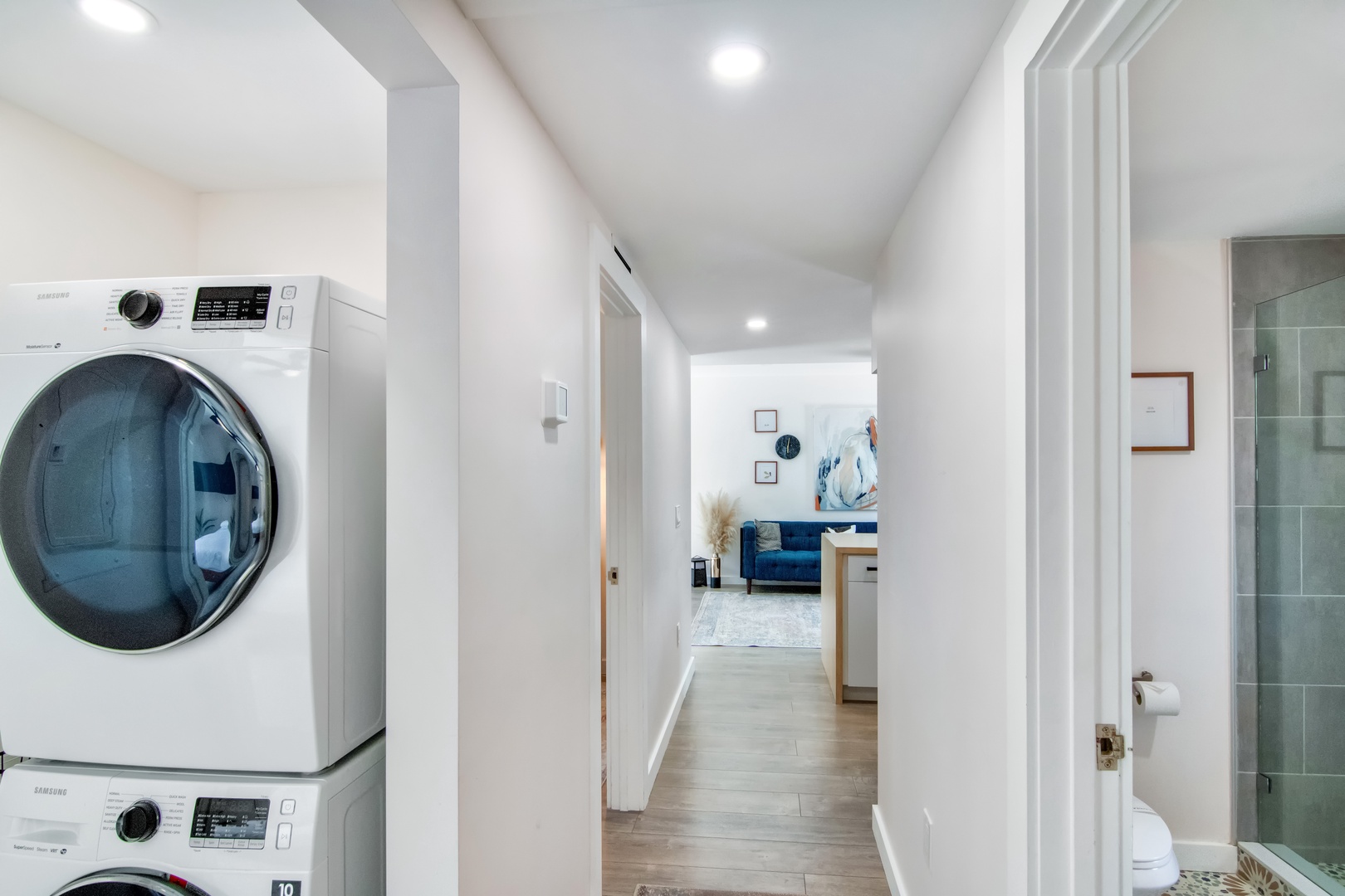 Hallway with additional laundry area