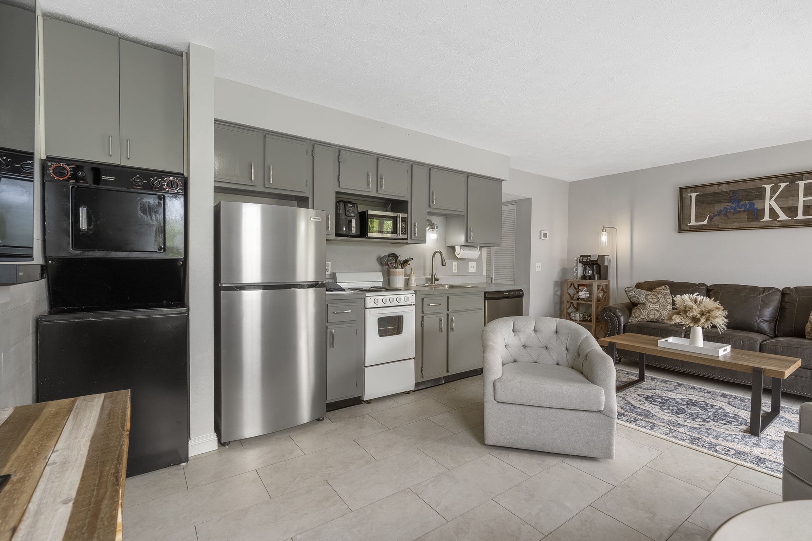Open concept Kitchen and Living Spaces provide the perfect cozy spot to relax