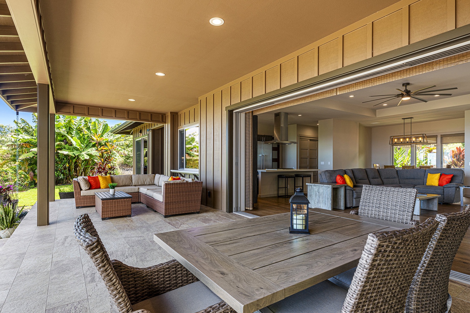 Lanai with ample outdoor furniture