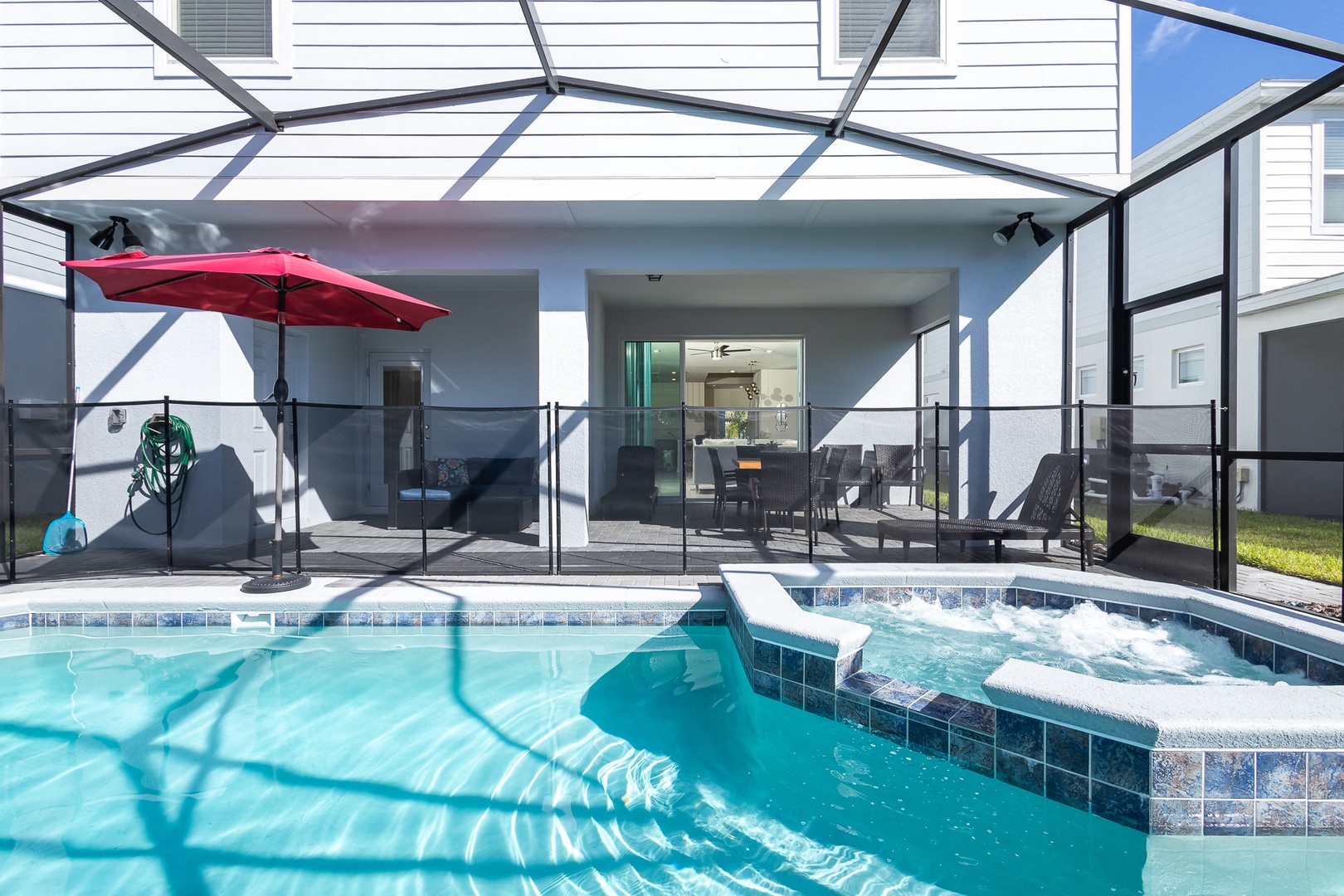 Soak your cares away in the hot tub or make a splash in the sparkling pool!