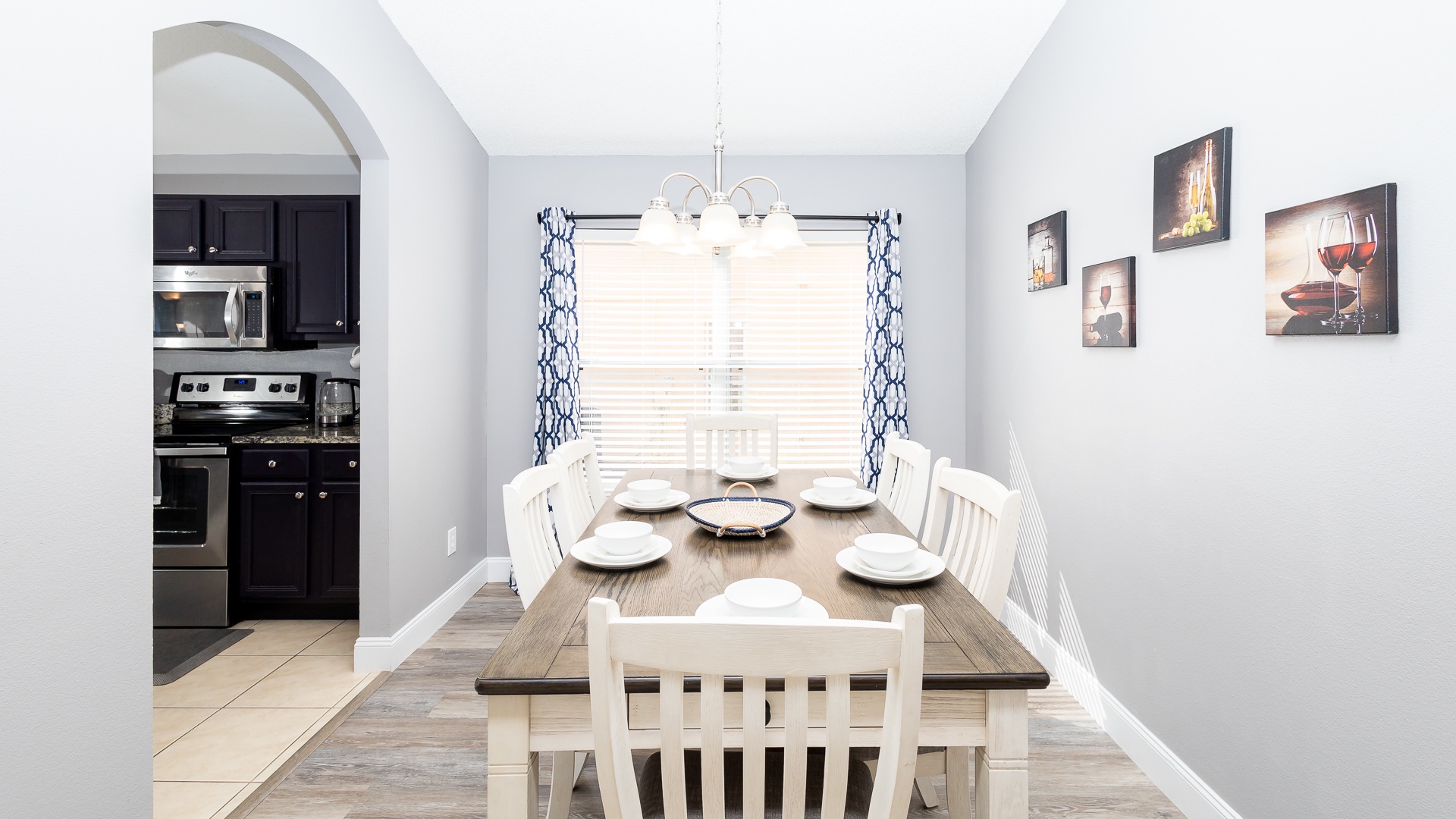 Gather for meals together at the dining table, with seating for 6