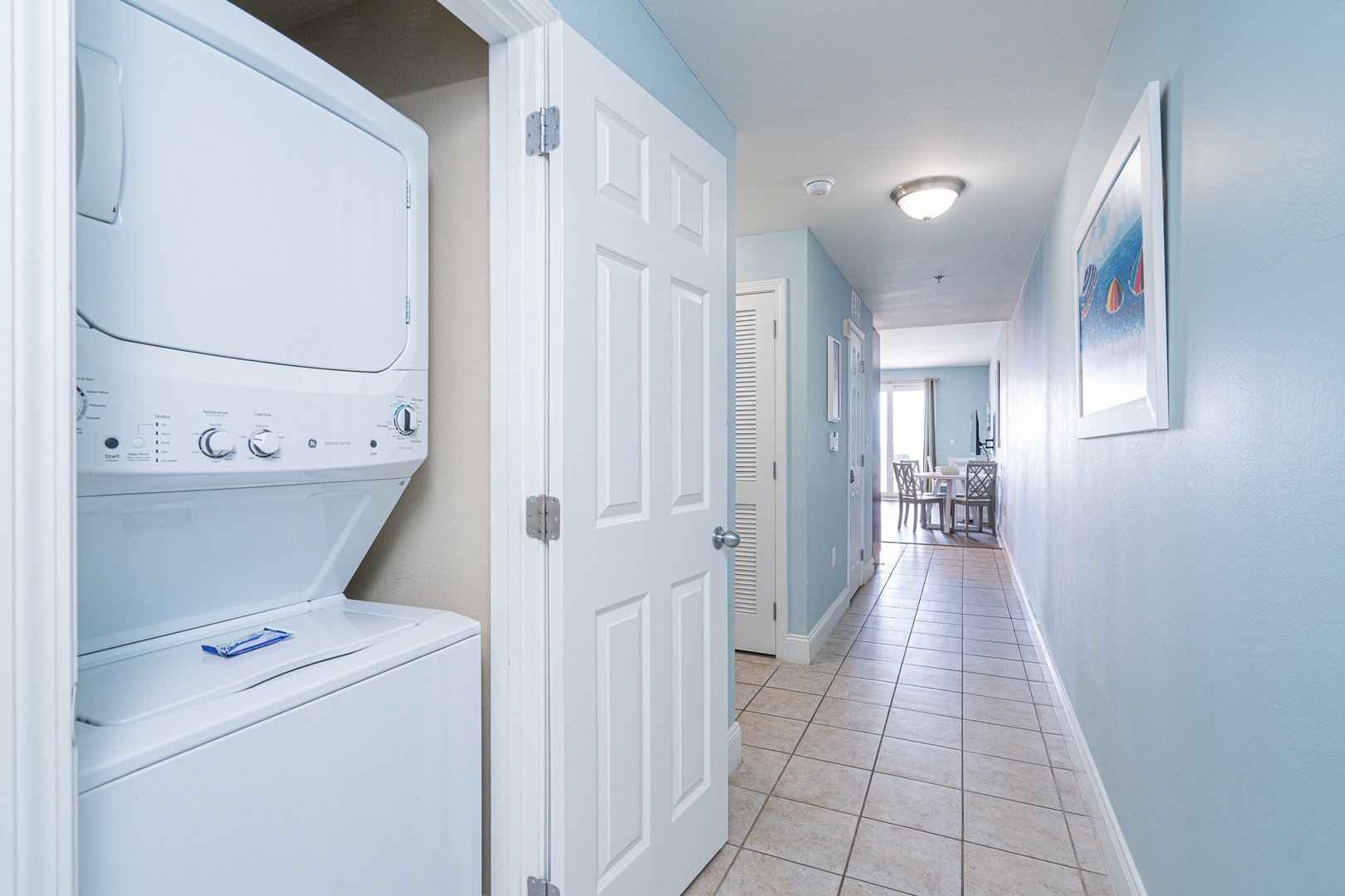 Private laundry is available for your stay, tucked away off the entryway