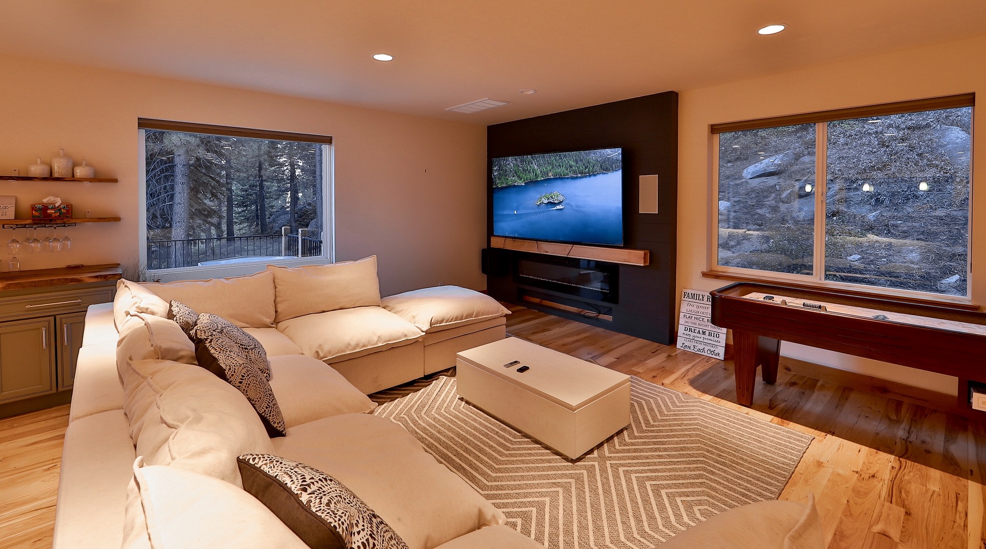 Curl up in the cozy living room & stream all your favorite entertainment