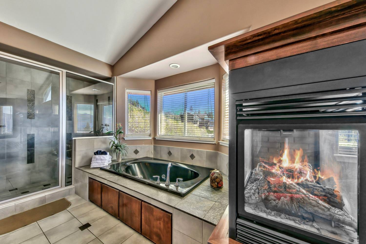 Master ensuite with fireplace