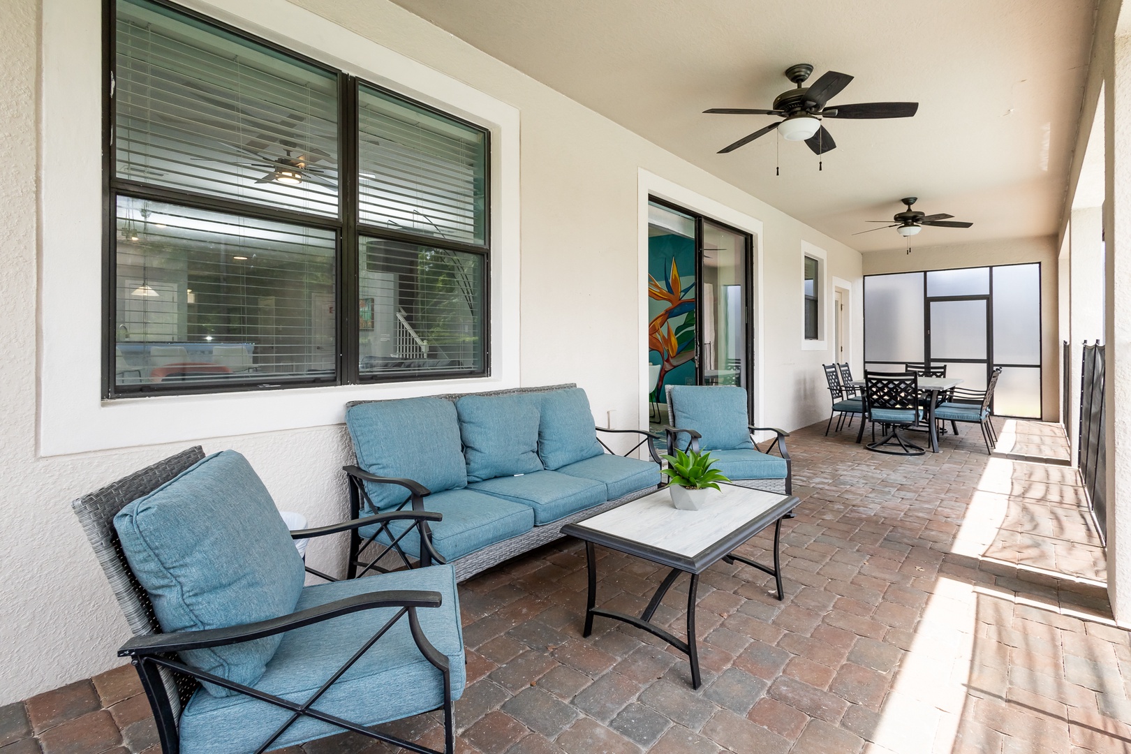 Back patio with outdoor furniture