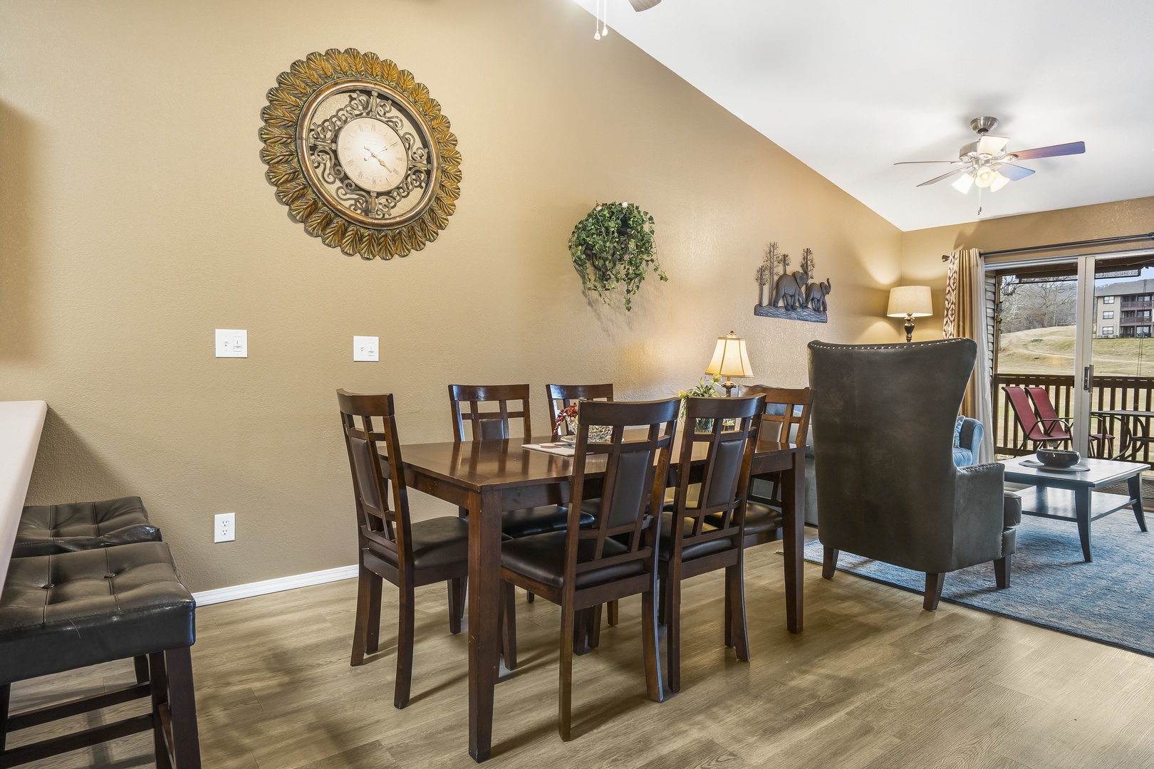 Gather for meals together at the dining table, with seating for 6