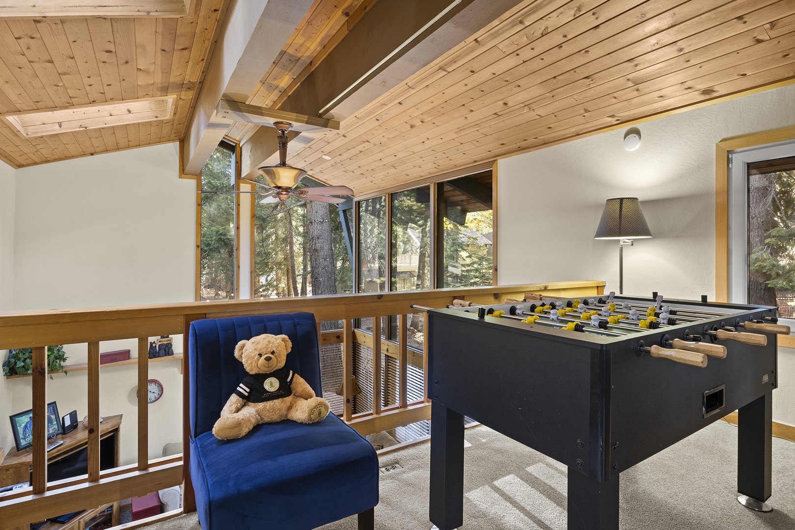 Loft/Game Room: 2 Twin beds, foosball table, Smart TV, board games