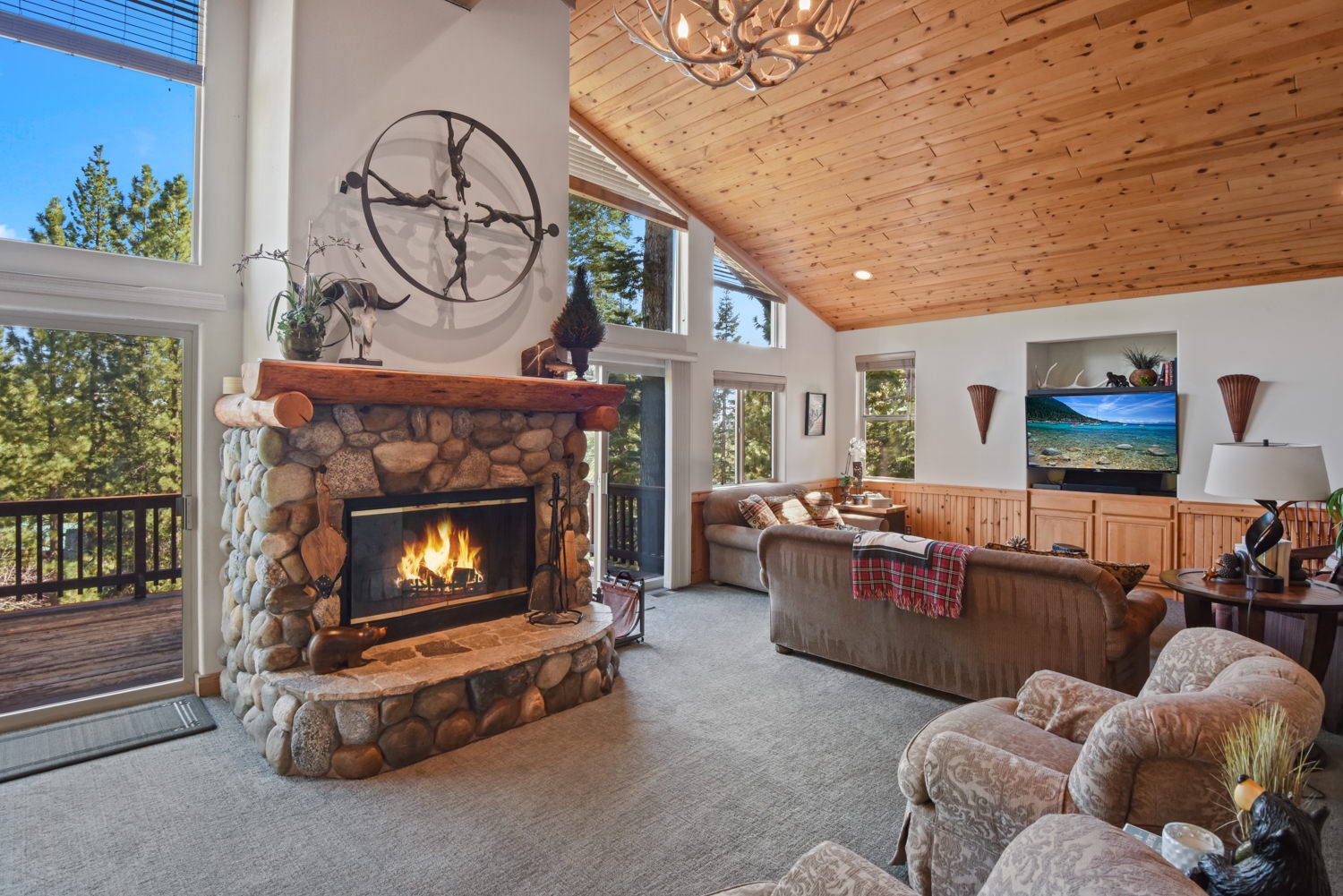 Living room is equipped with a fireplace