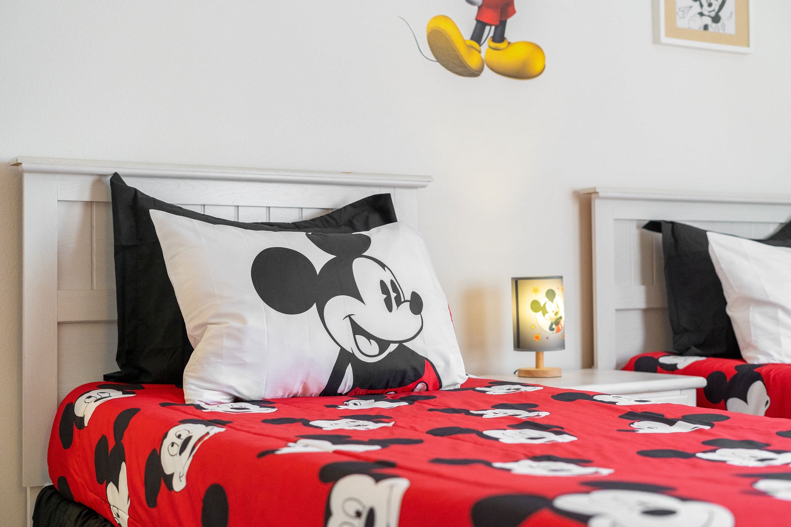 Oh boy! Bedroom 4 is Mickey Mouse themed with 2 twin beds