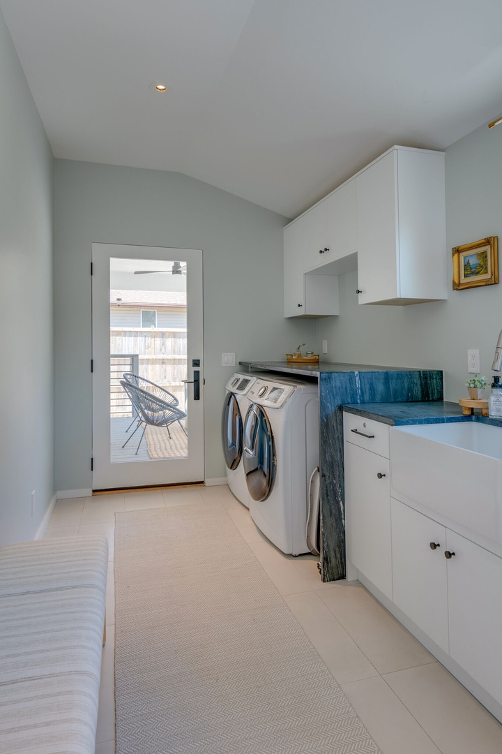 Laundry room near patio accessible for use