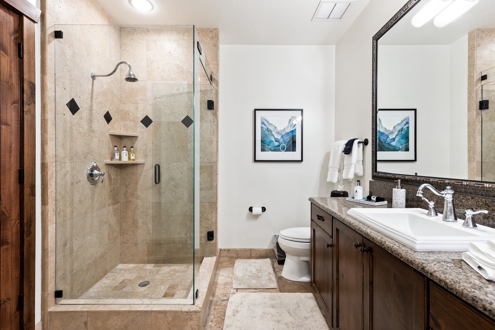 Queen Room Bathroom w/ Walk-In Shower & Large Tub
