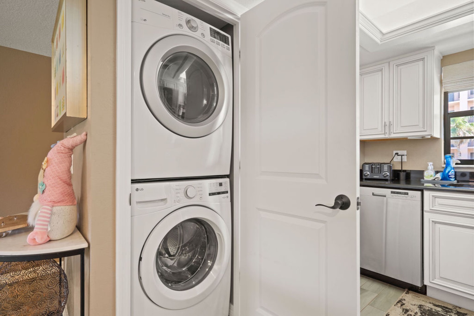 Laundry closet off of the kitchen