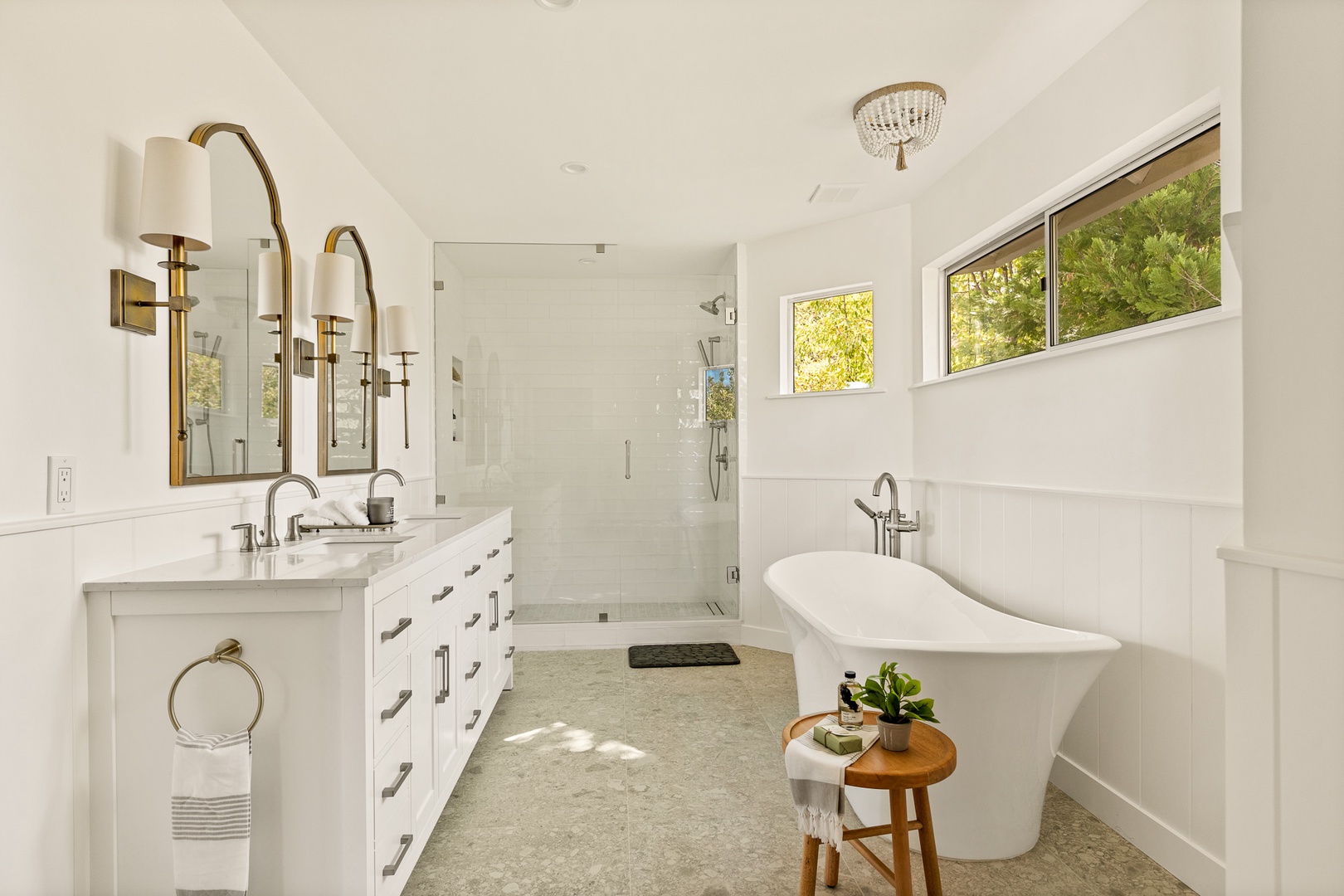Bathroom #1 Unwind in this spa-like bathroom with steam shower, bench seating, and garden tub