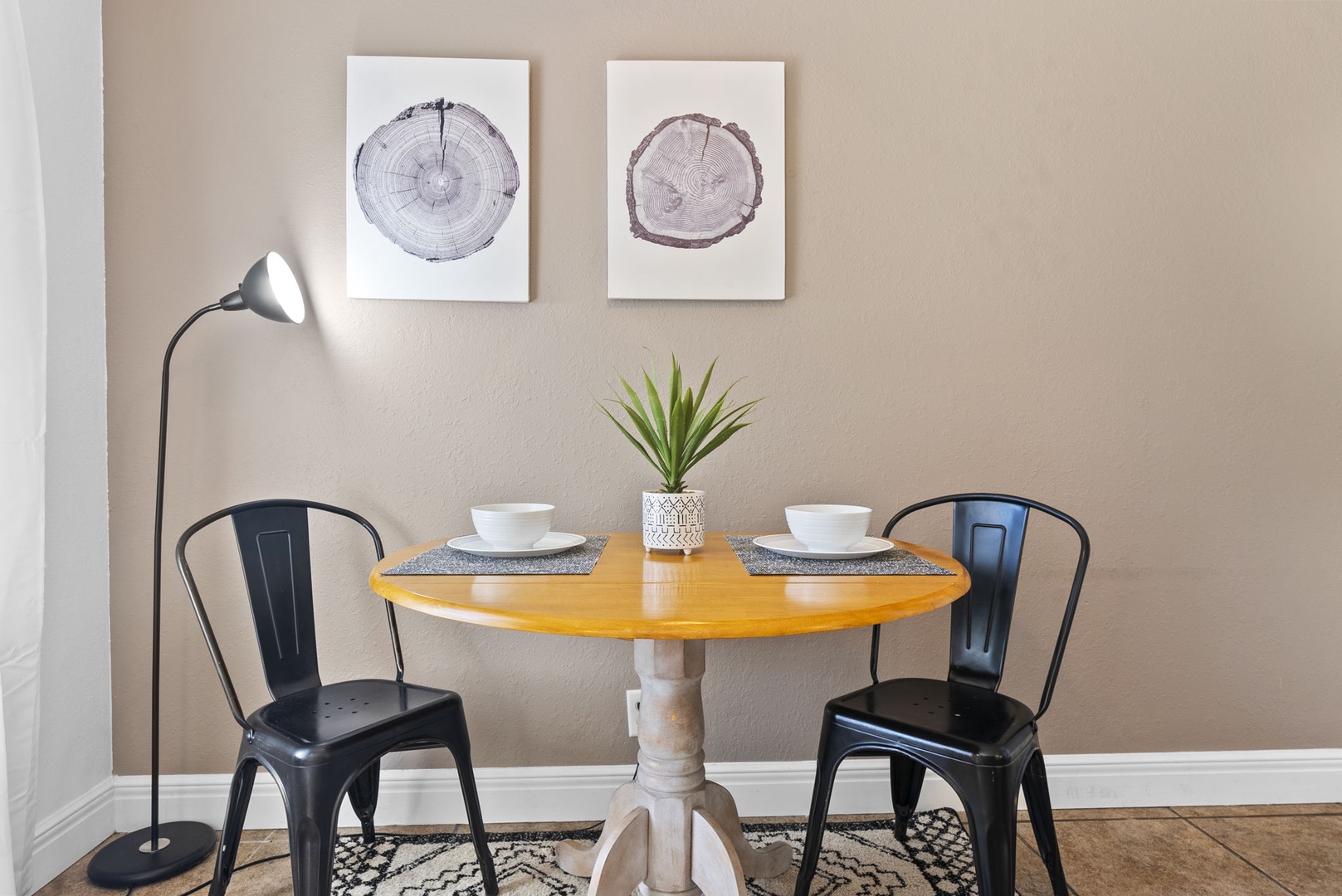Sip morning coffee or enjoy a bite at the dining table, with seating for 2