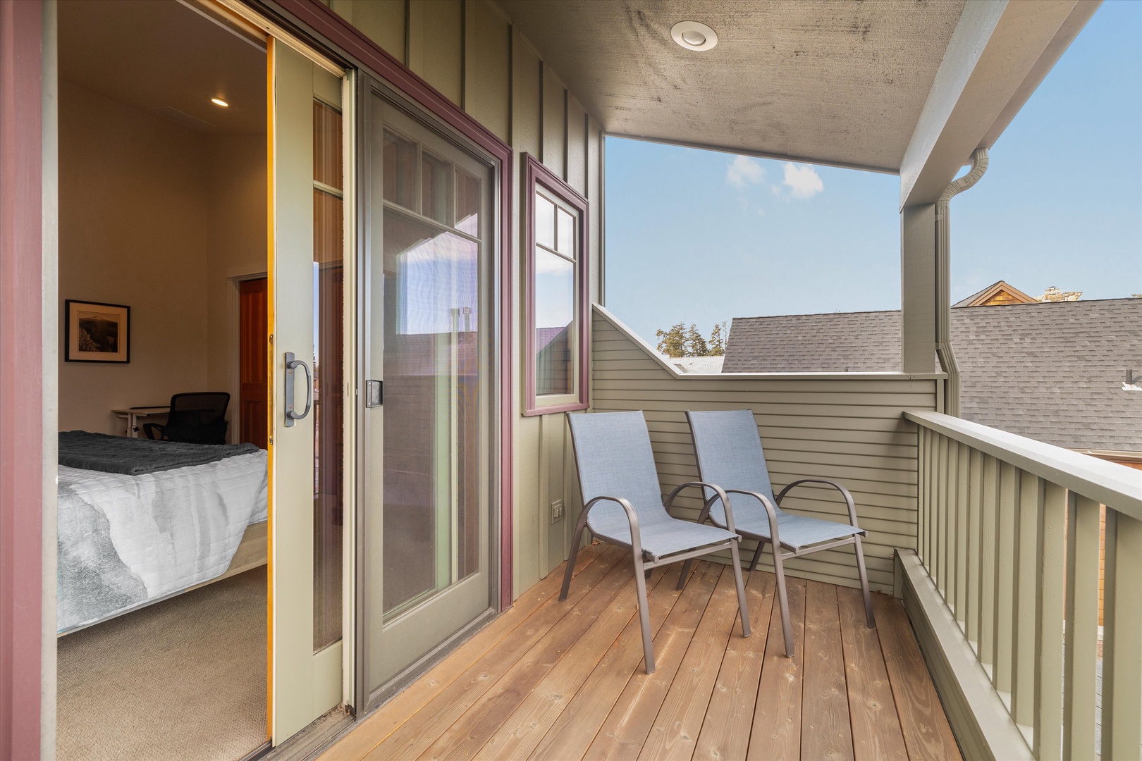 The balcony off the master suite is ideal for lounging in the fresh air