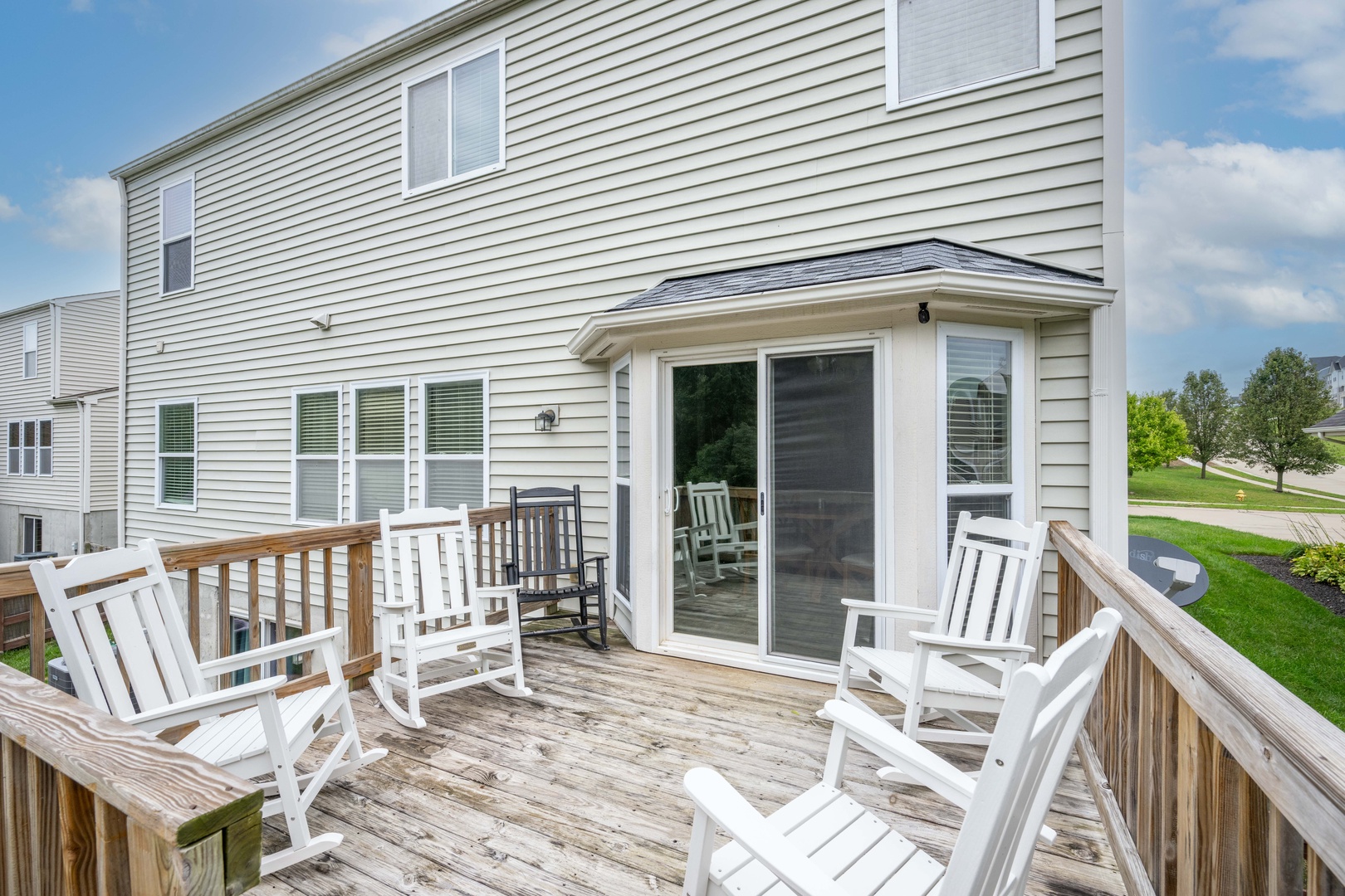 Lounge the day away in the fresh air on the deck or in the back yard