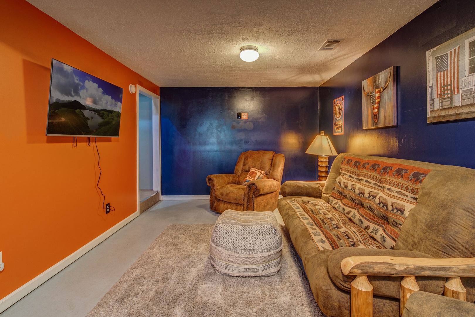 Bring your gaming console and enjoy the basement level living or movie room
